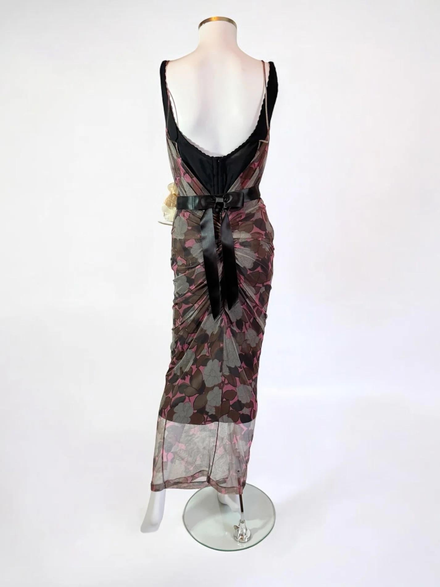 Women's Dolce & Gabbana Floral Tulle Dress w Corsage, SS 2004