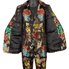 Dolce & Gabbana - Flower Jacquard Suit Jacket Waistcoat Black Blue Red 50