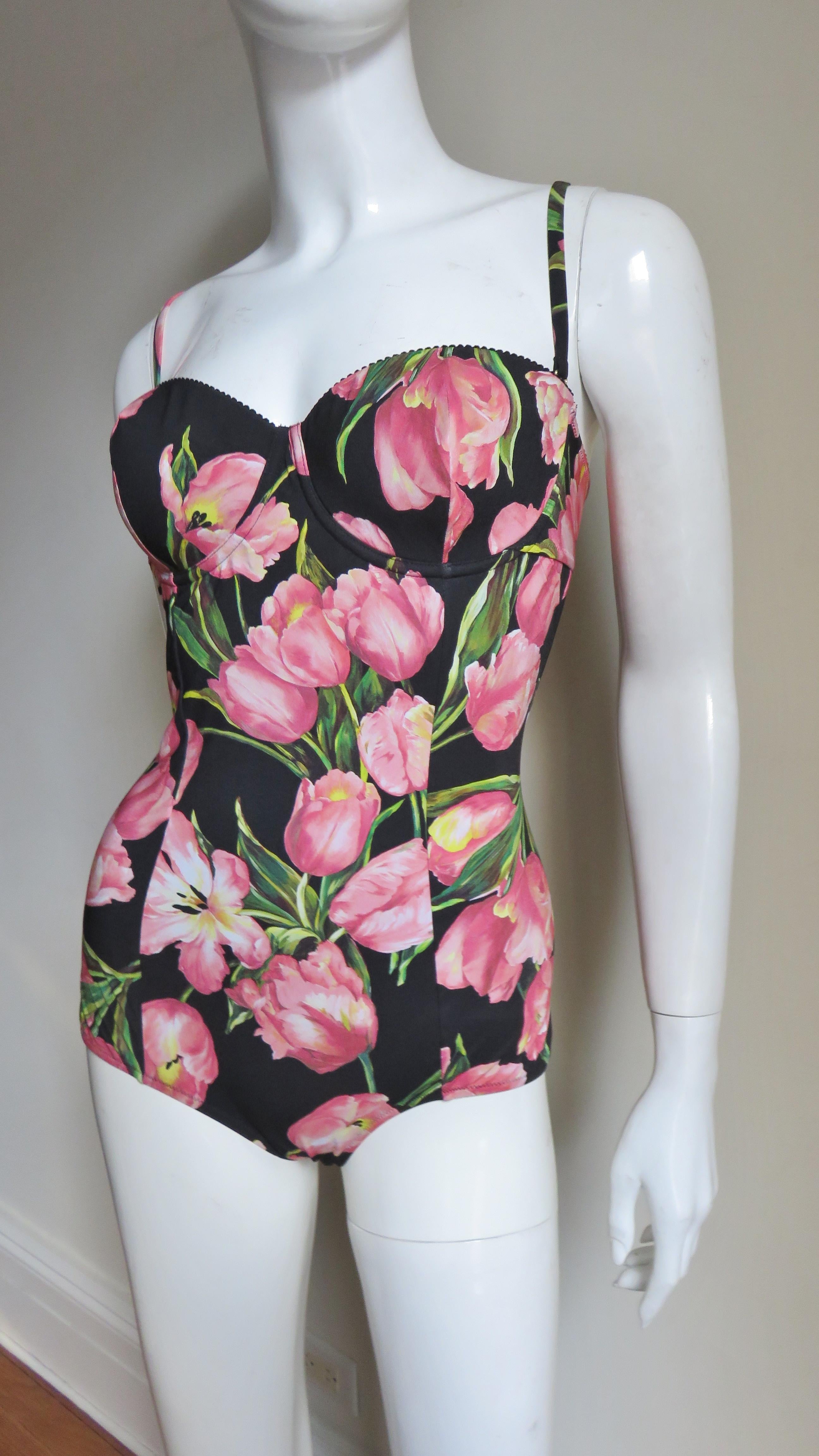 Brown Dolce & Gabbana Flower Pattern Swimsuit