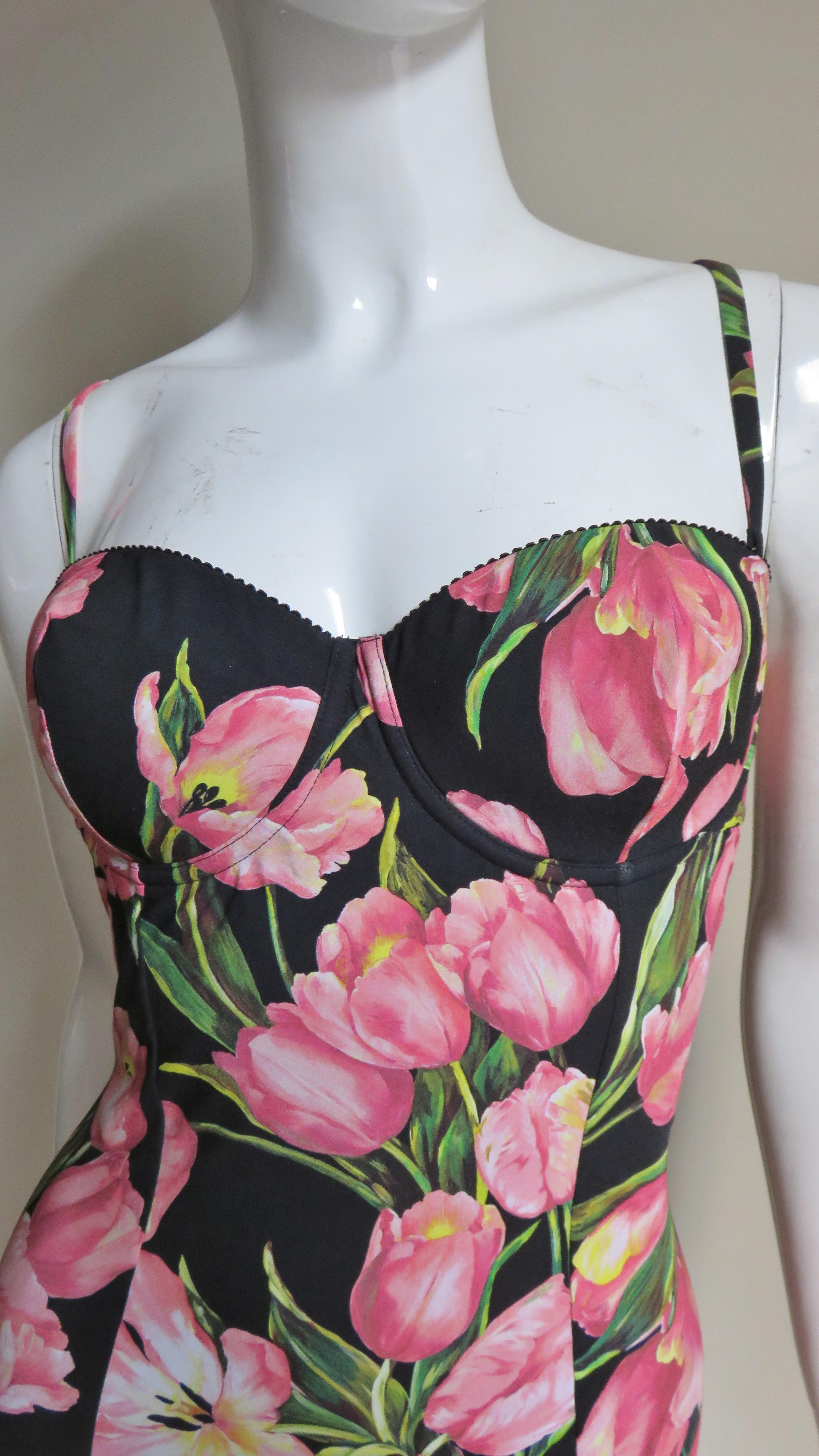 Dolce & Gabbana Flower Pattern Swimsuit In New Condition In Water Mill, NY