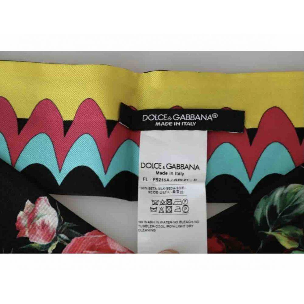 Dolce & Gabbana Flower Roses Print Silk Scarf in Multicolour 1