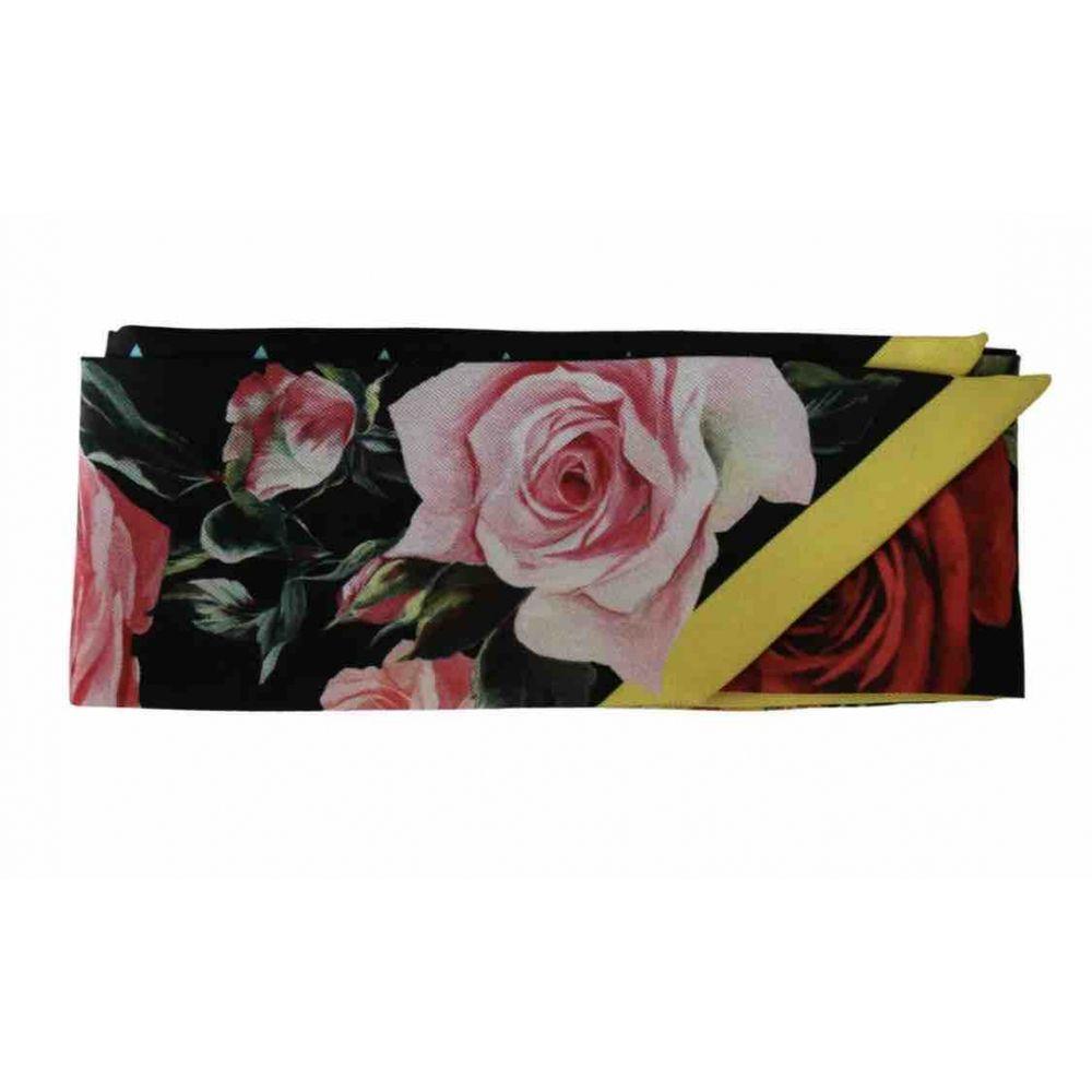 Dolce & Gabbana Flower Roses Print Silk Scarf in Multicolour 2