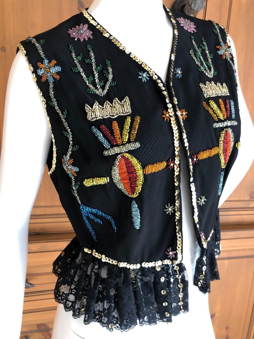  Dolce & Gabbana Bergdorf Goodman 1980's Embellished Beaded Vest.
Please use the zoom feature to see all the great beaded details.
Size 44, runs small
 Bust 36'
Waist 34