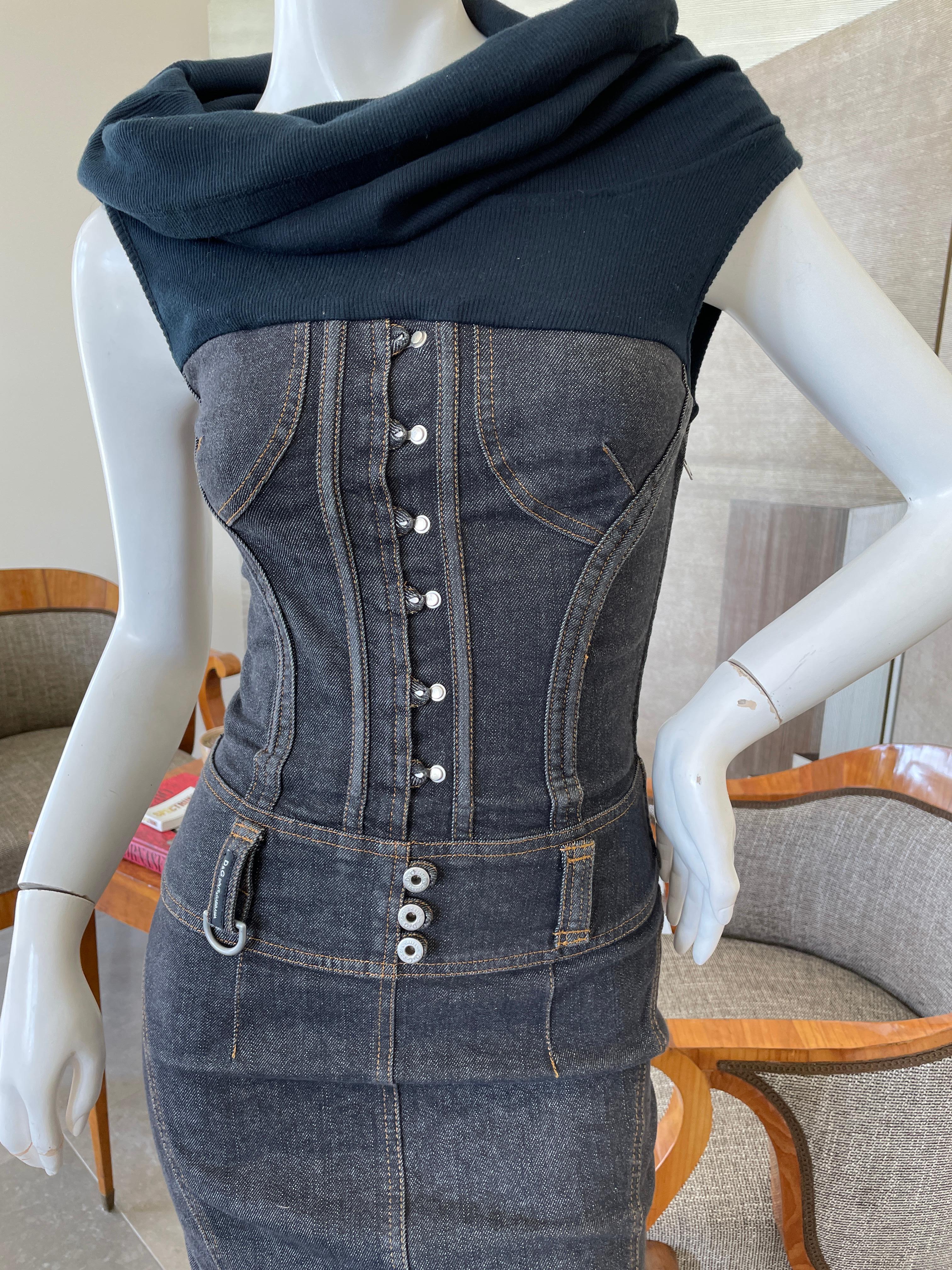 D\u0026G Corset Like Blue Jean Denim Dress 