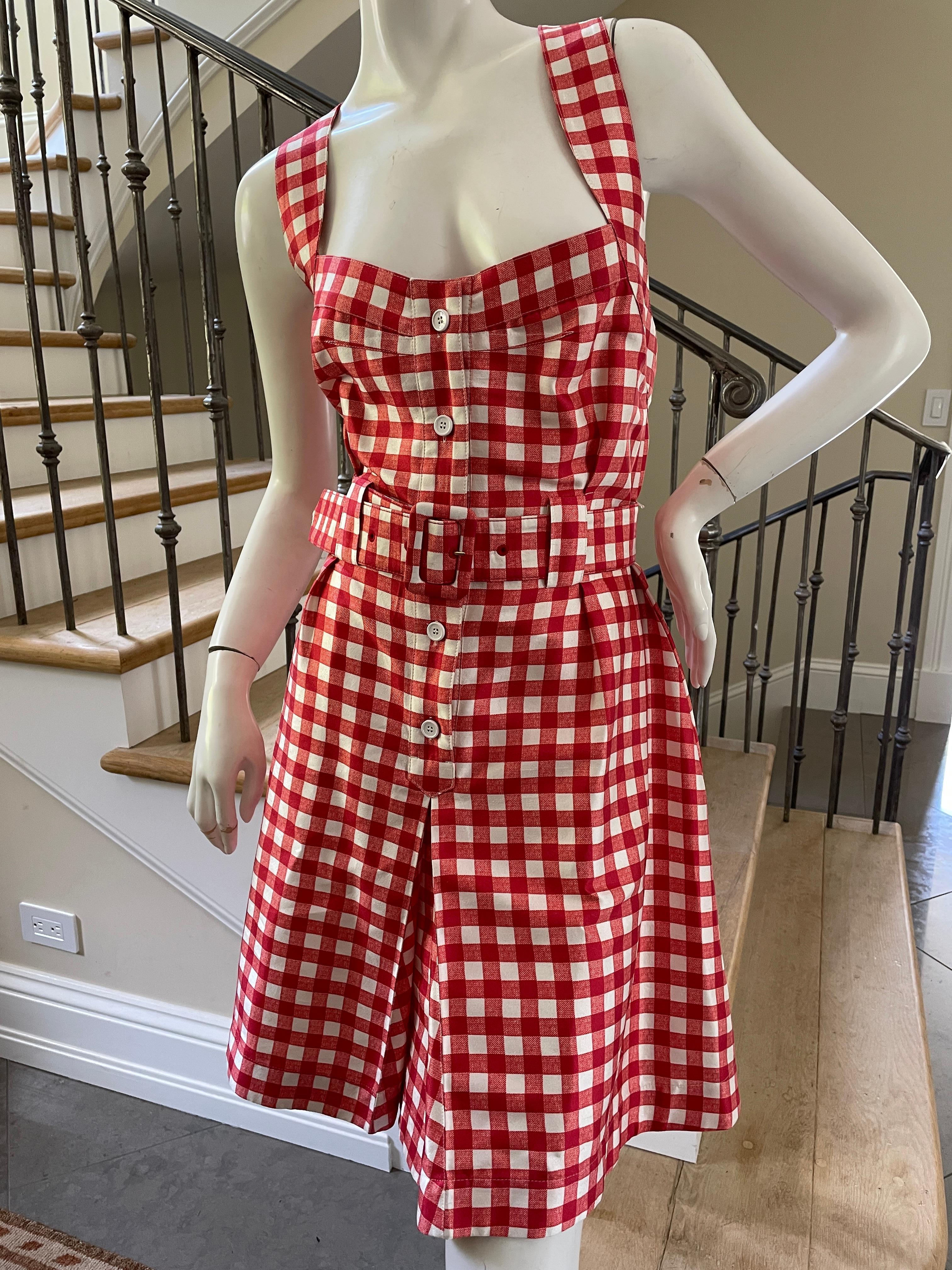 Dolce & Gabbana for D&G Delightful Cotton Gingham Dress with Belt 
NWT
This is so wonderful, the photos don't do it justice.
Size 42
 Bust 35