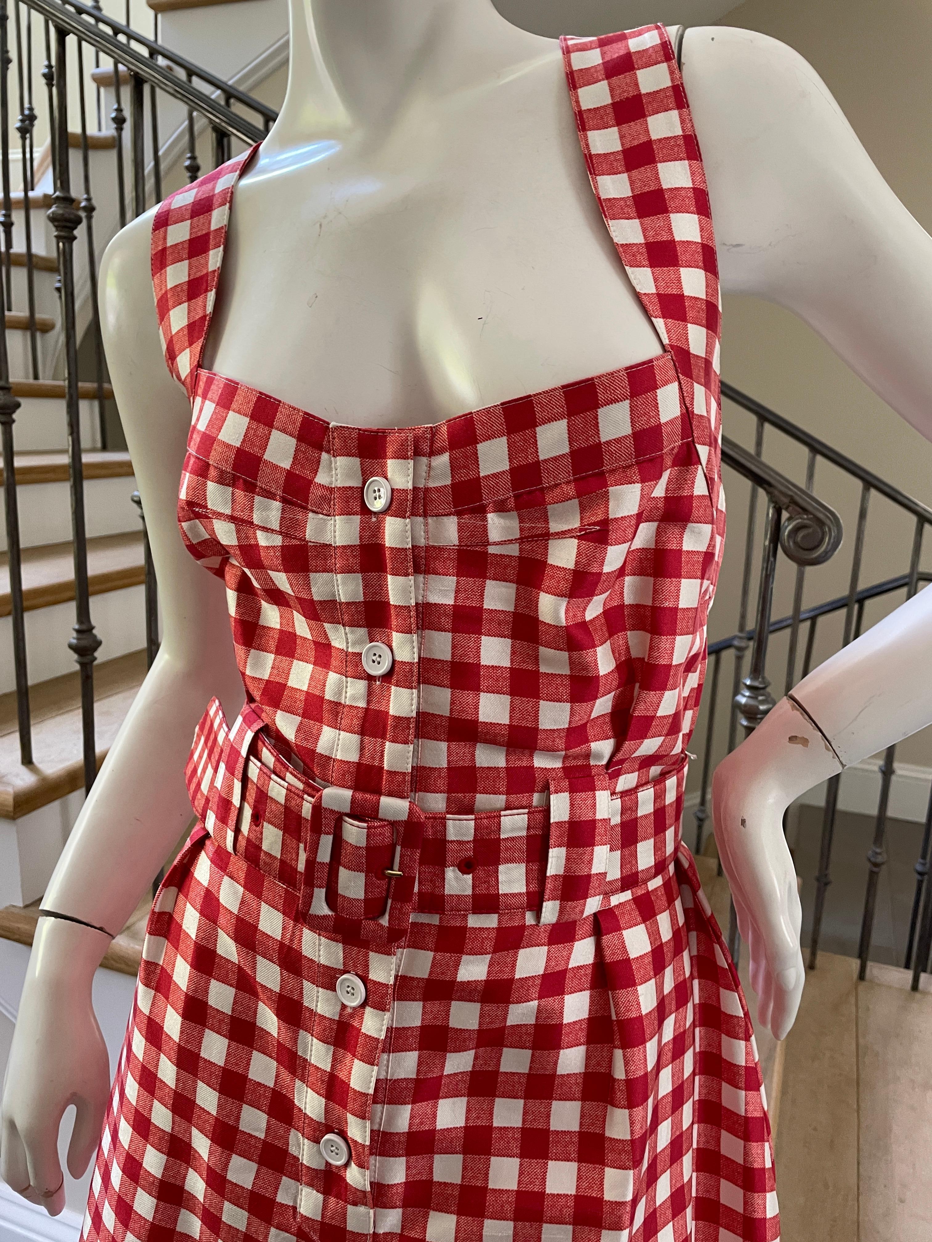 Brown Dolce & Gabbana for D&G Delightful Cotton Gingham Day Dress with Belt NWT For Sale