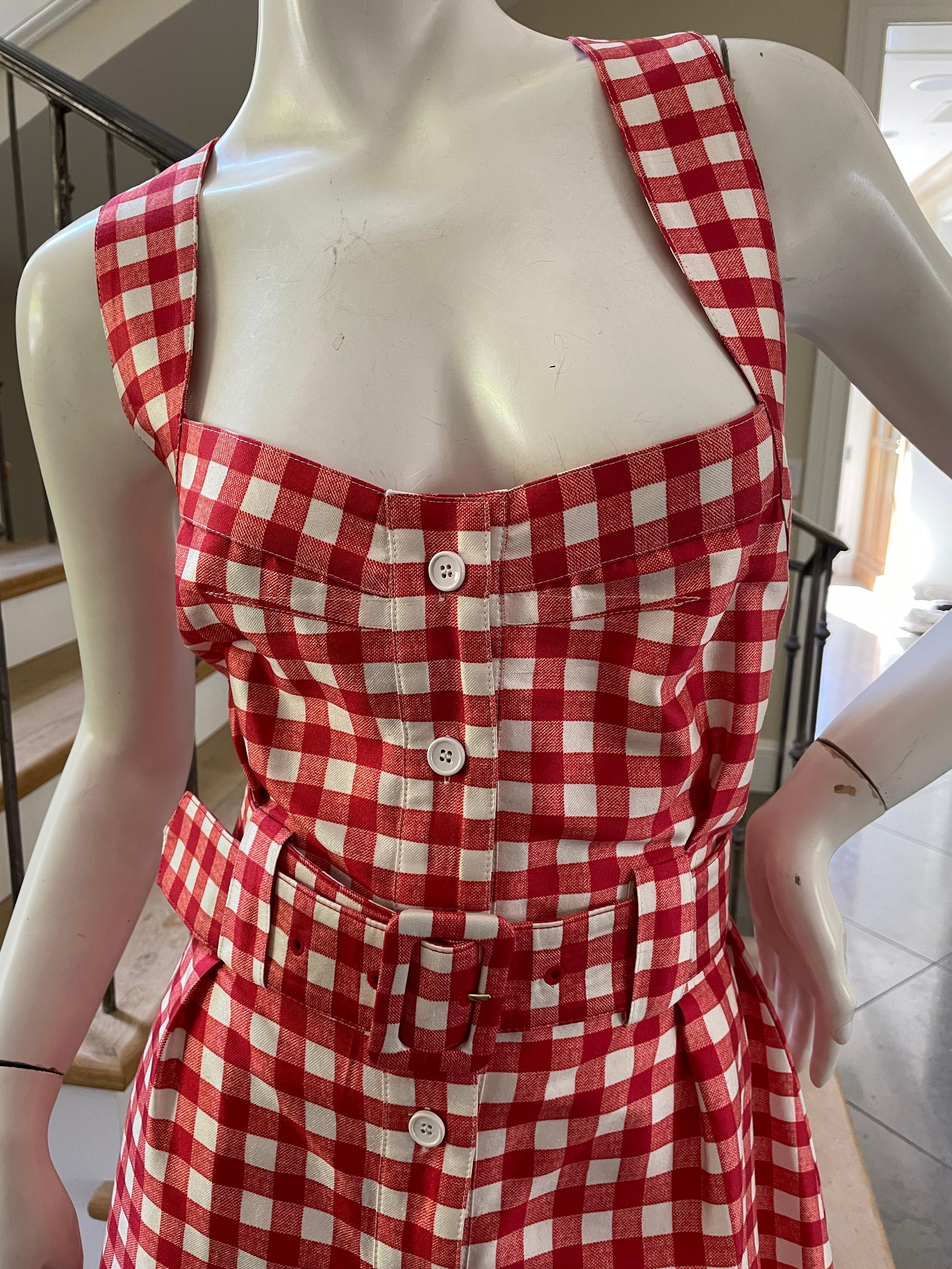 Dolce & Gabbana for D&G Delightful Cotton Gingham Day Dress with Belt NWT In New Condition For Sale In Cloverdale, CA