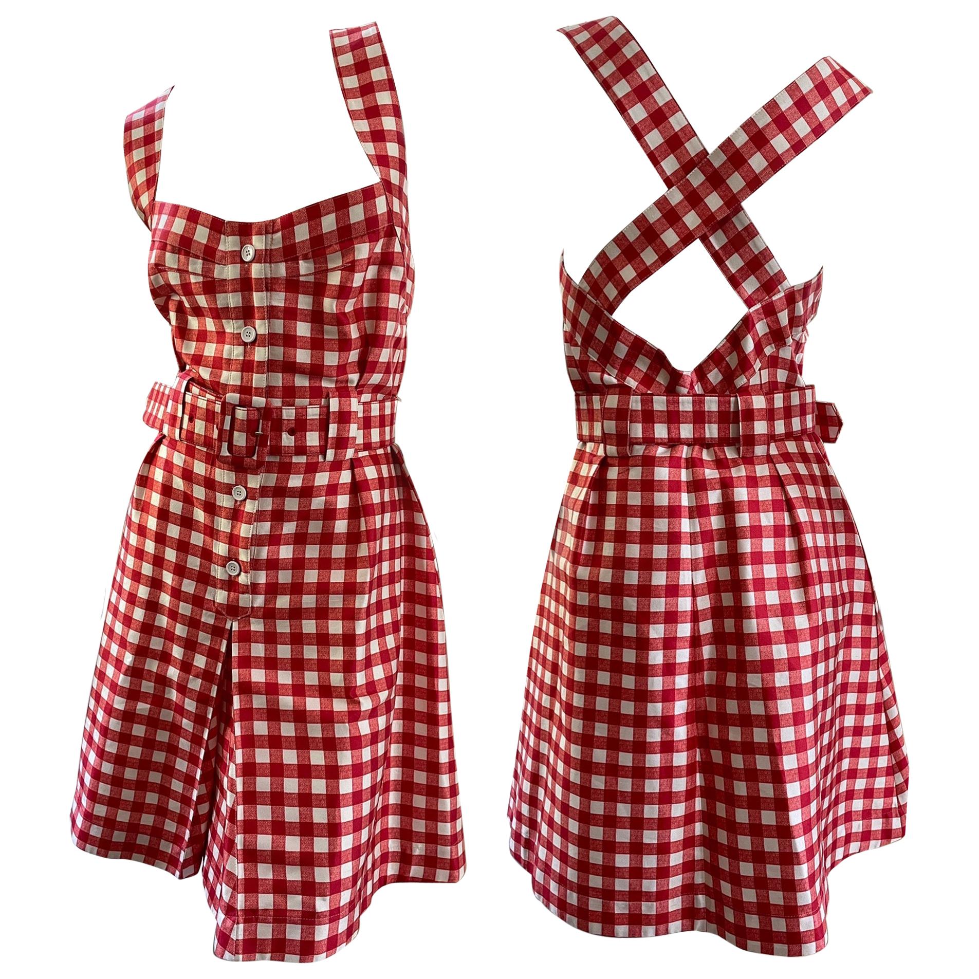 Dolce & Gabbana for D&G Delightful Cotton Gingham Day Dress with Belt NWT For Sale