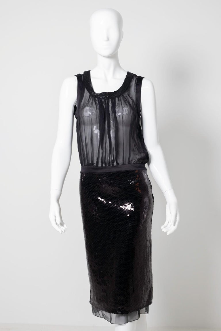 Dolce and Gabbana for D&G dresse Sheer Seductive Sequin LBD, 1990 For ...