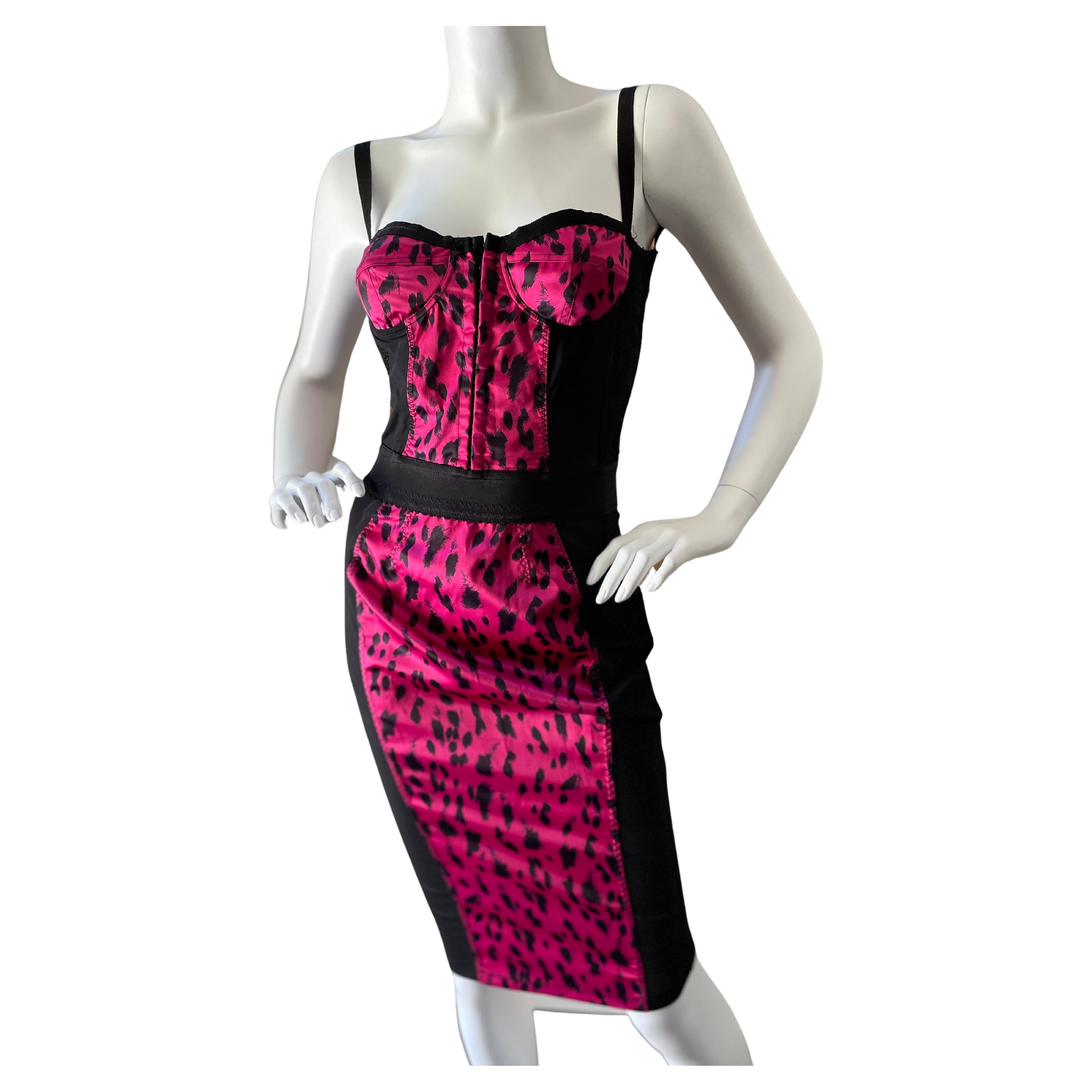 Dolce and Gabbana Pink 1950's Style Vintage Cocktail Dress w Corset