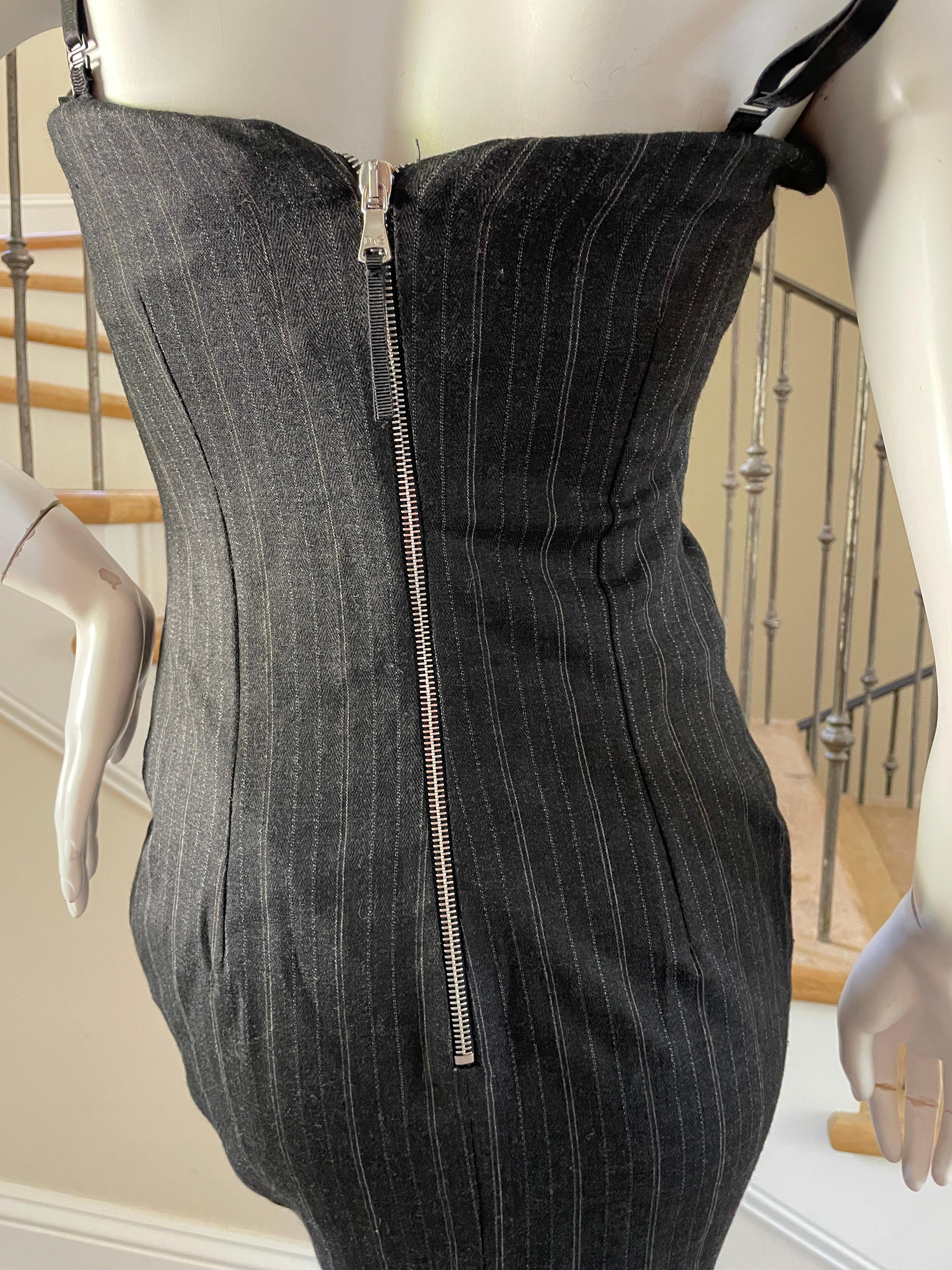Dolce & Gabbana for D&G Pinstripe Cocktail Dress with Full Inner Corset. For Sale 4