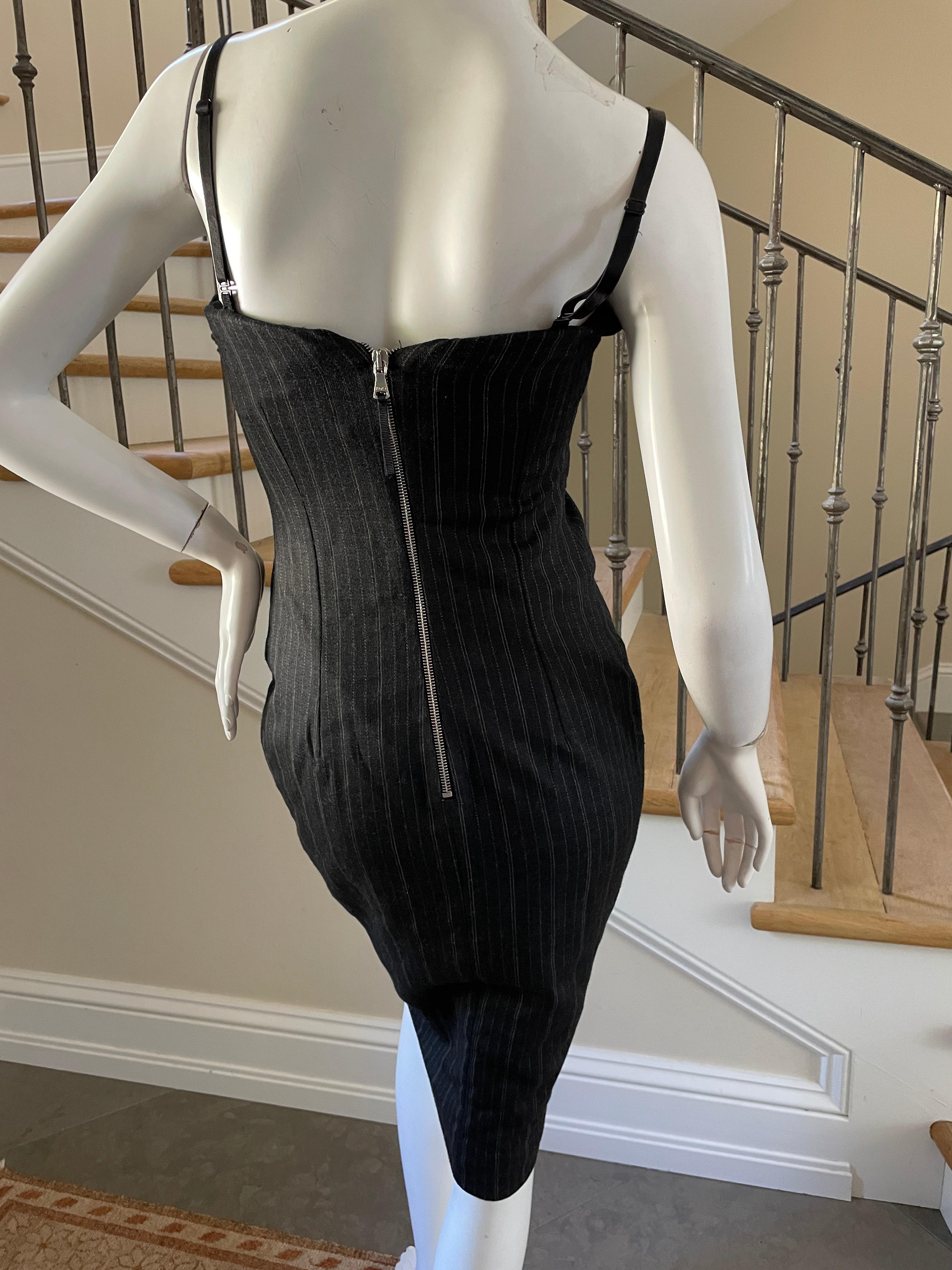 Dolce & Gabbana for D&G Pinstripe Cocktail Dress with Full Inner Corset. For Sale 3