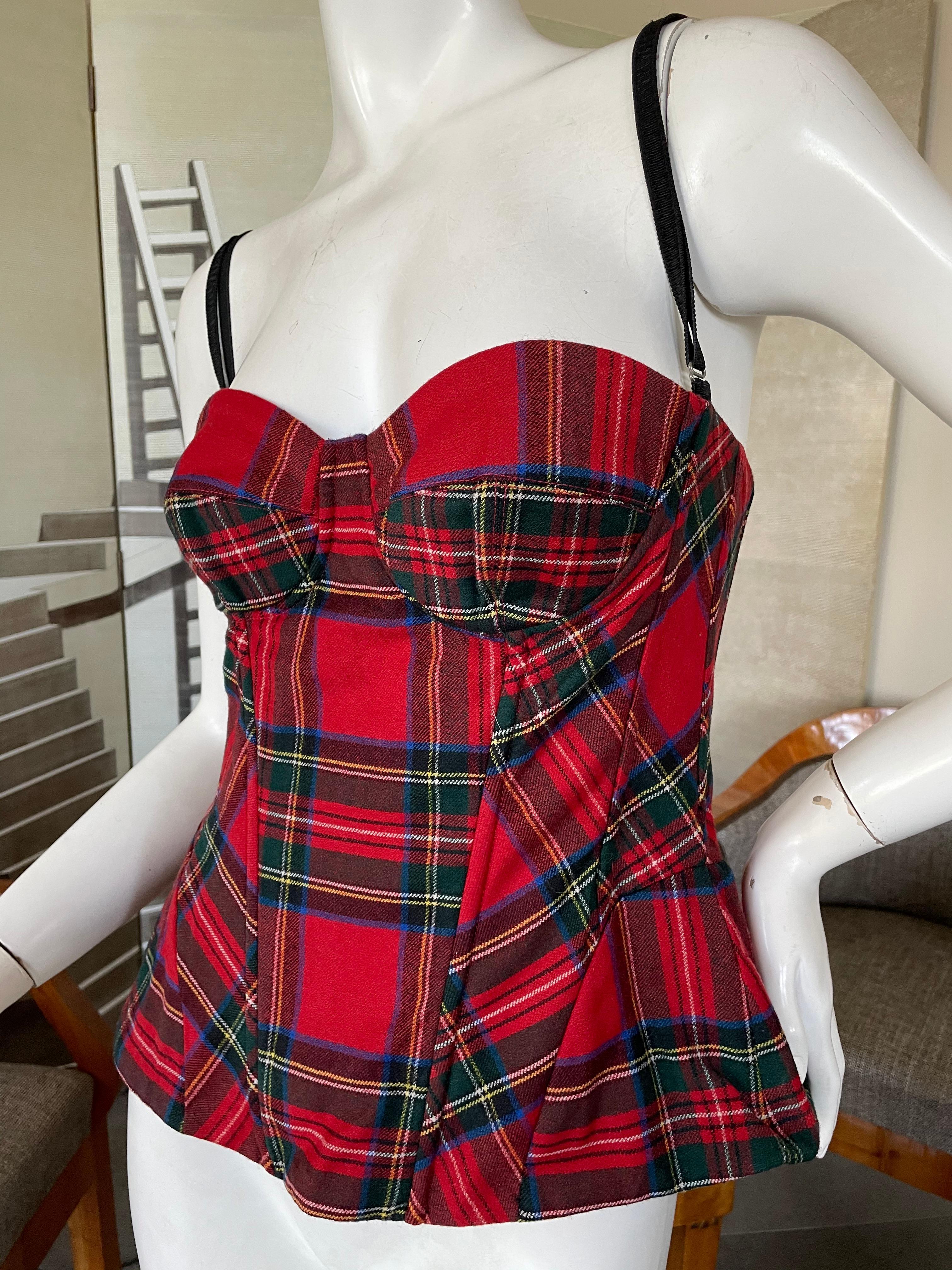 Dolce & Gabbana for D&G  Red Tartan Plaid Corset In Excellent Condition For Sale In Cloverdale, CA