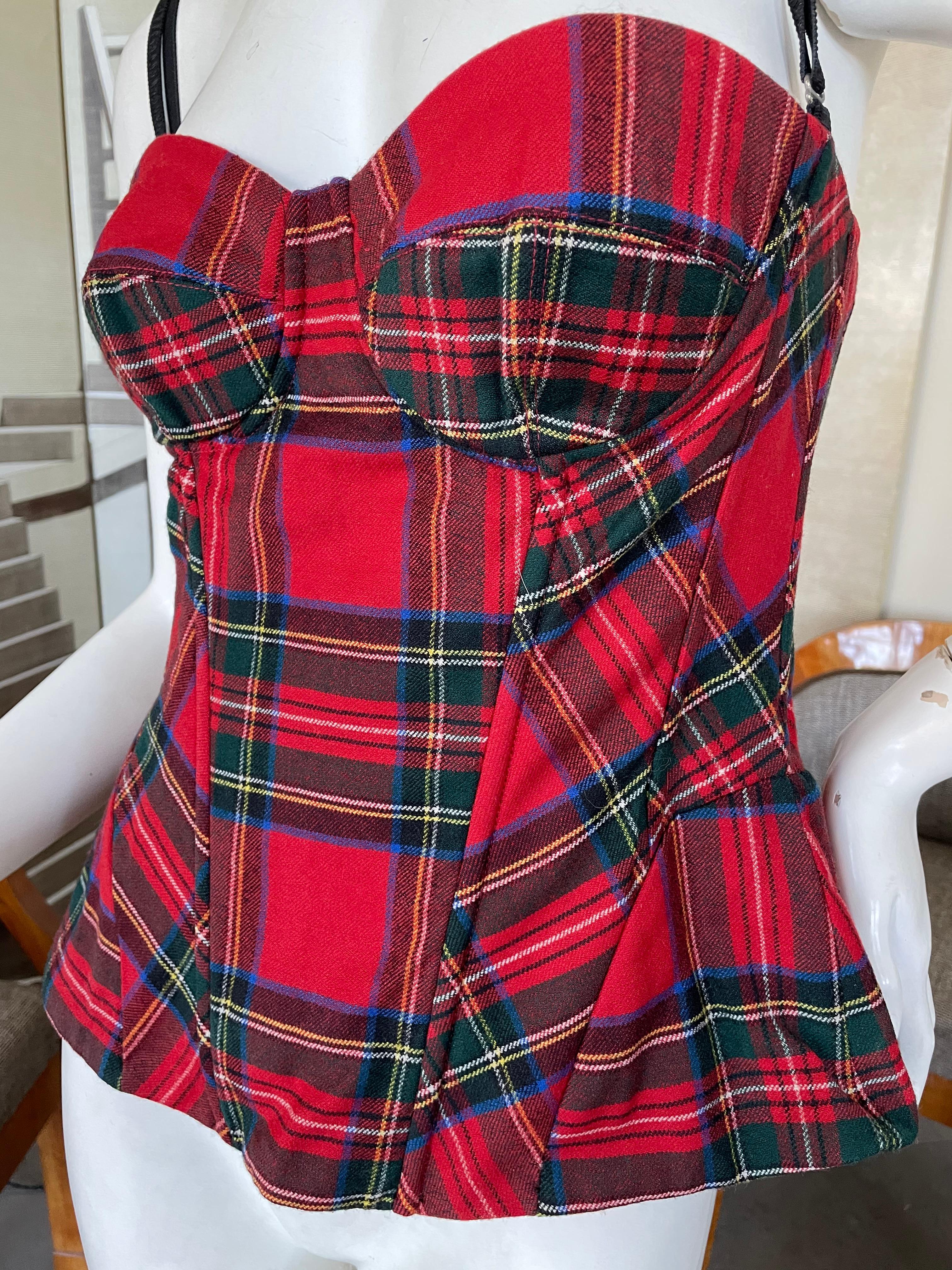 Women's Dolce & Gabbana for D&G  Red Tartan Plaid Corset For Sale
