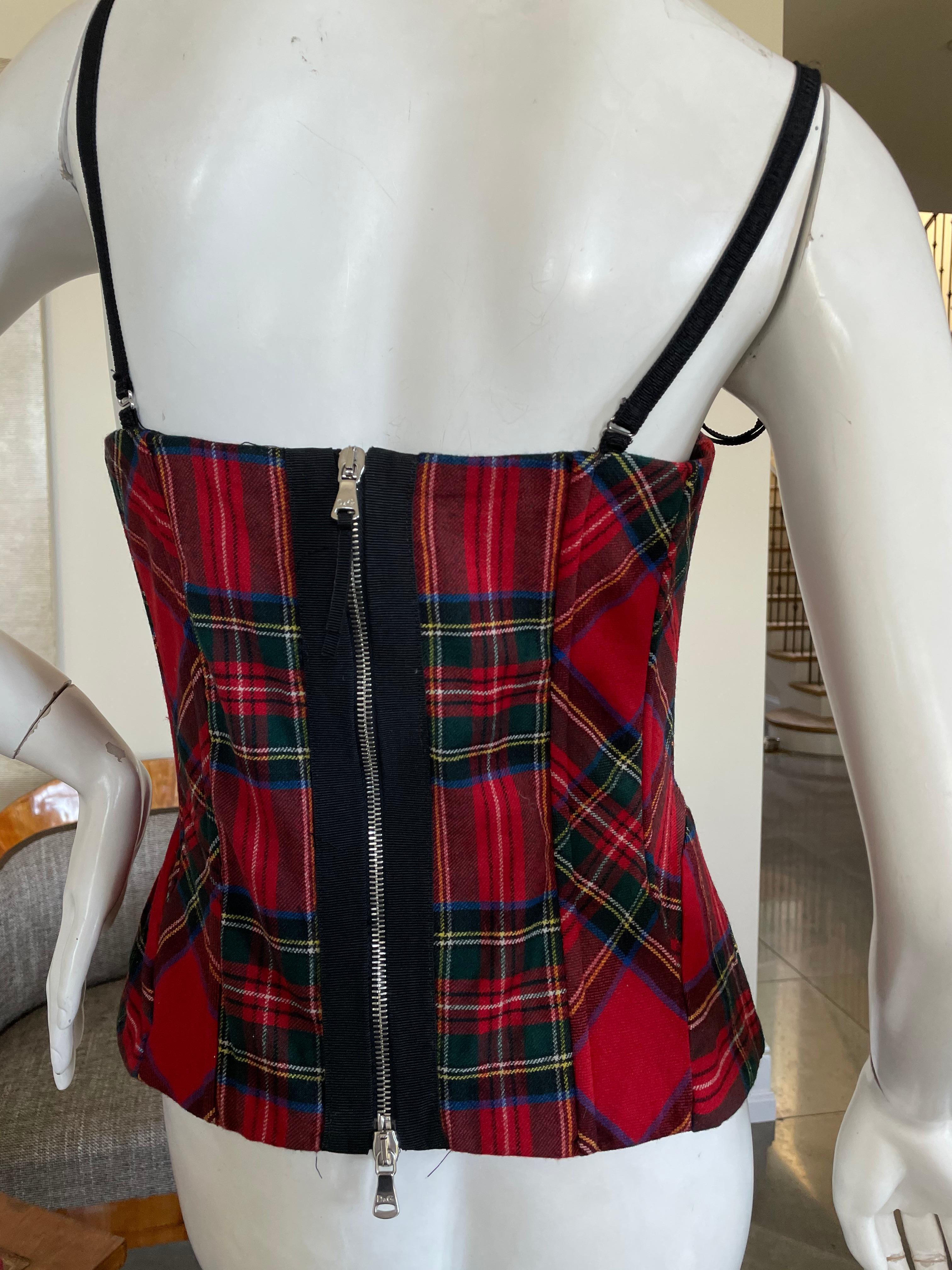Dolce & Gabbana for D&G  Red Tartan Plaid Corset For Sale 1