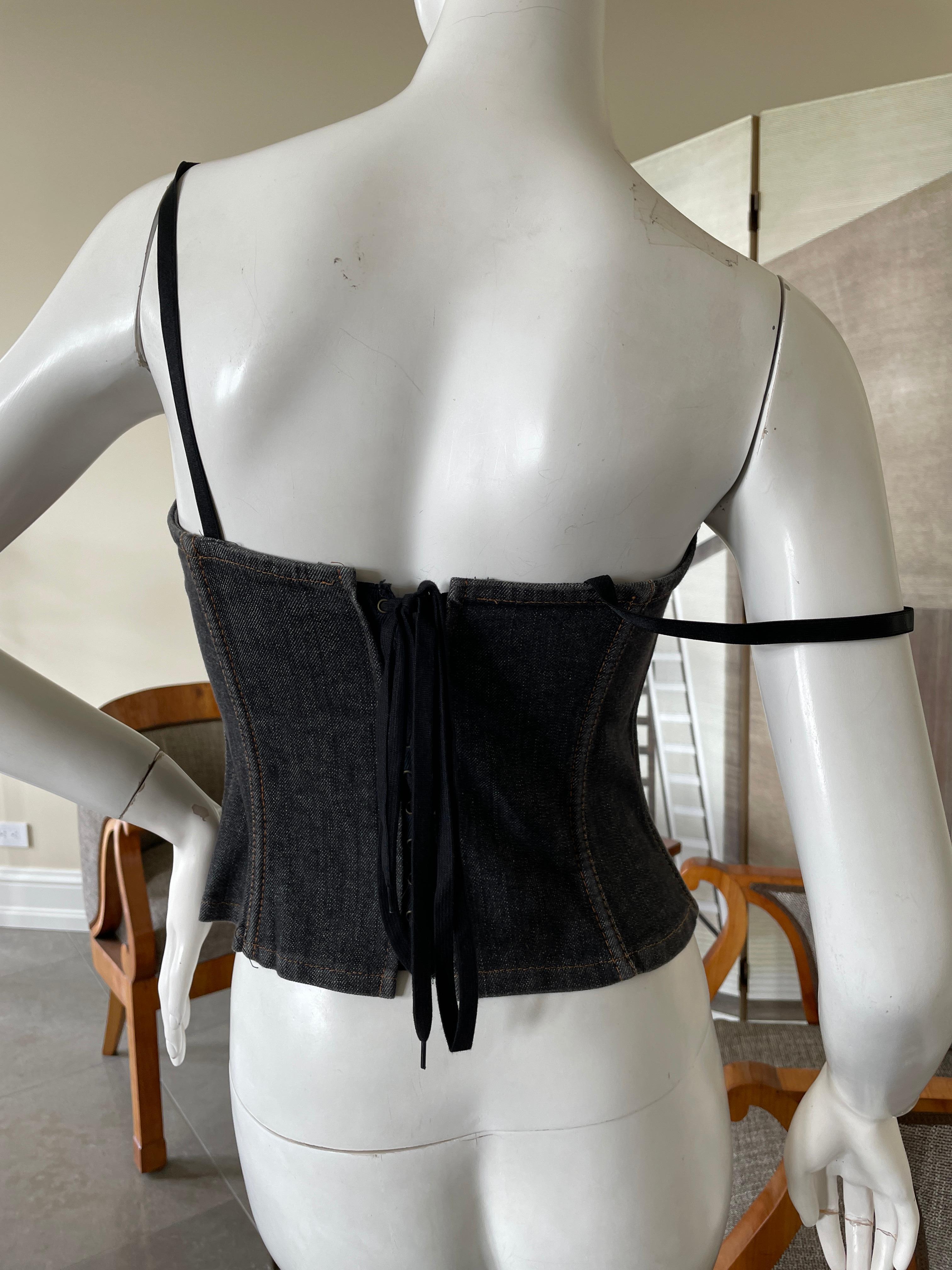 Dolce & Gabbana for D&G Sexy Gray Denim Corset with Lace Up Details. For Sale 2