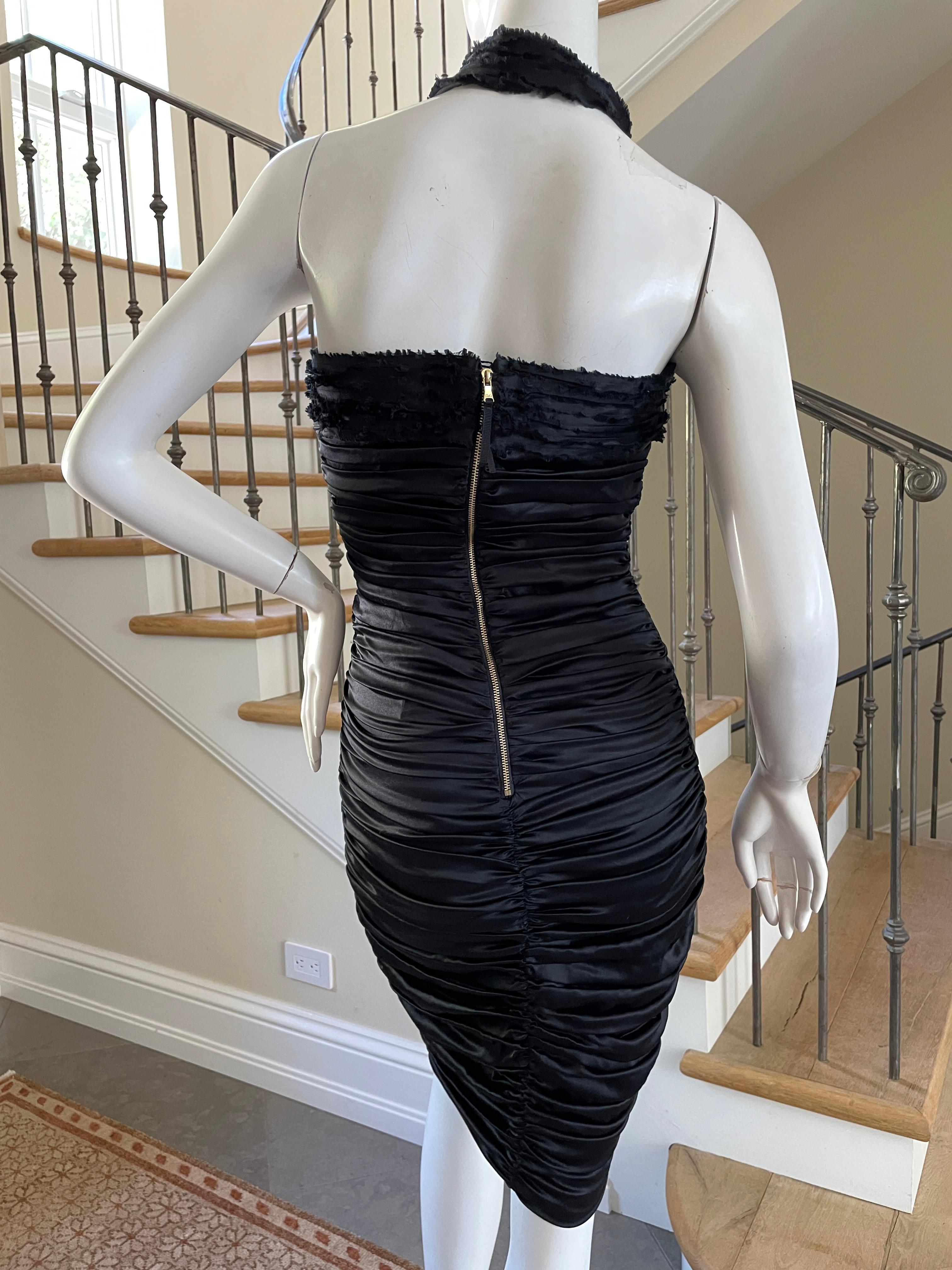 Dolce & Gabbana for D&G Sexy Vintage Black Shirred Silk Cocktail Dress  In Excellent Condition For Sale In Cloverdale, CA