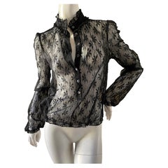 Dolce & Gabbana for D&G  Sheer Floral Lace Long Sleeve Blouse 