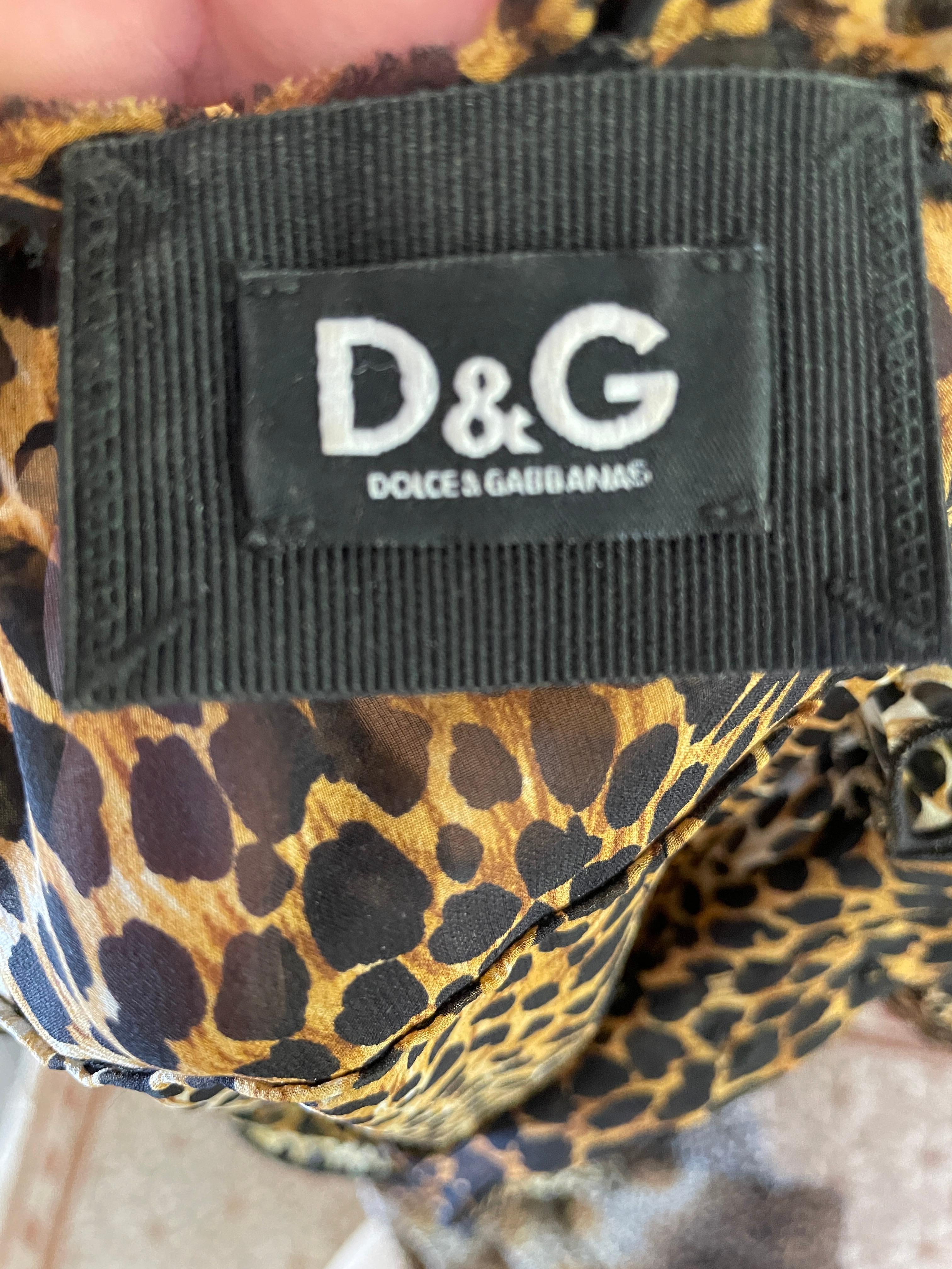 Dolce & Gabbana for D&G Sheer Silk Leopard Print Vintage Cocktail Dress  For Sale 5