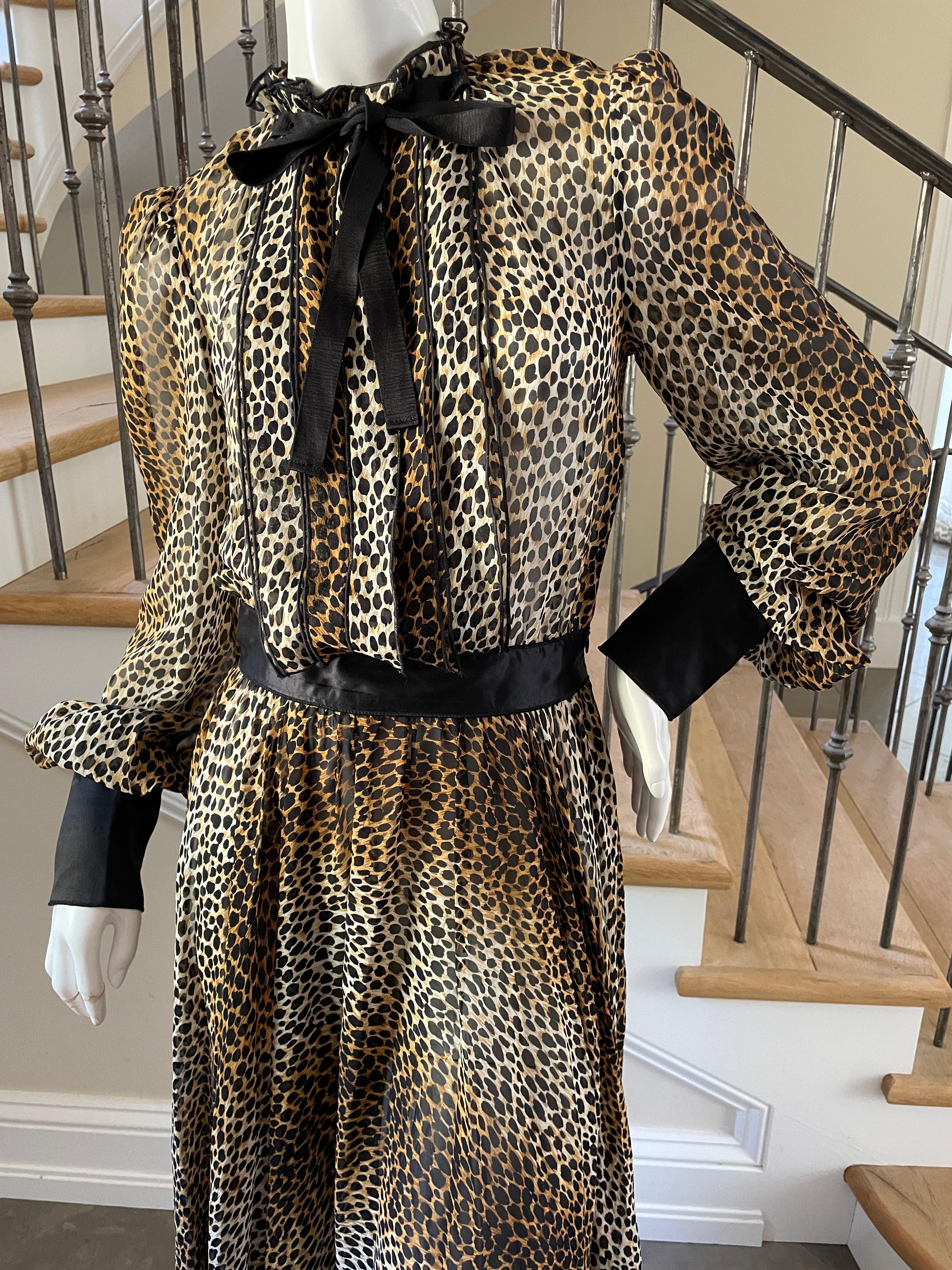 Dolce & Gabbana for D&G Sheer Silk Leopard Print Vintage Cocktail Dress  In Excellent Condition For Sale In Cloverdale, CA