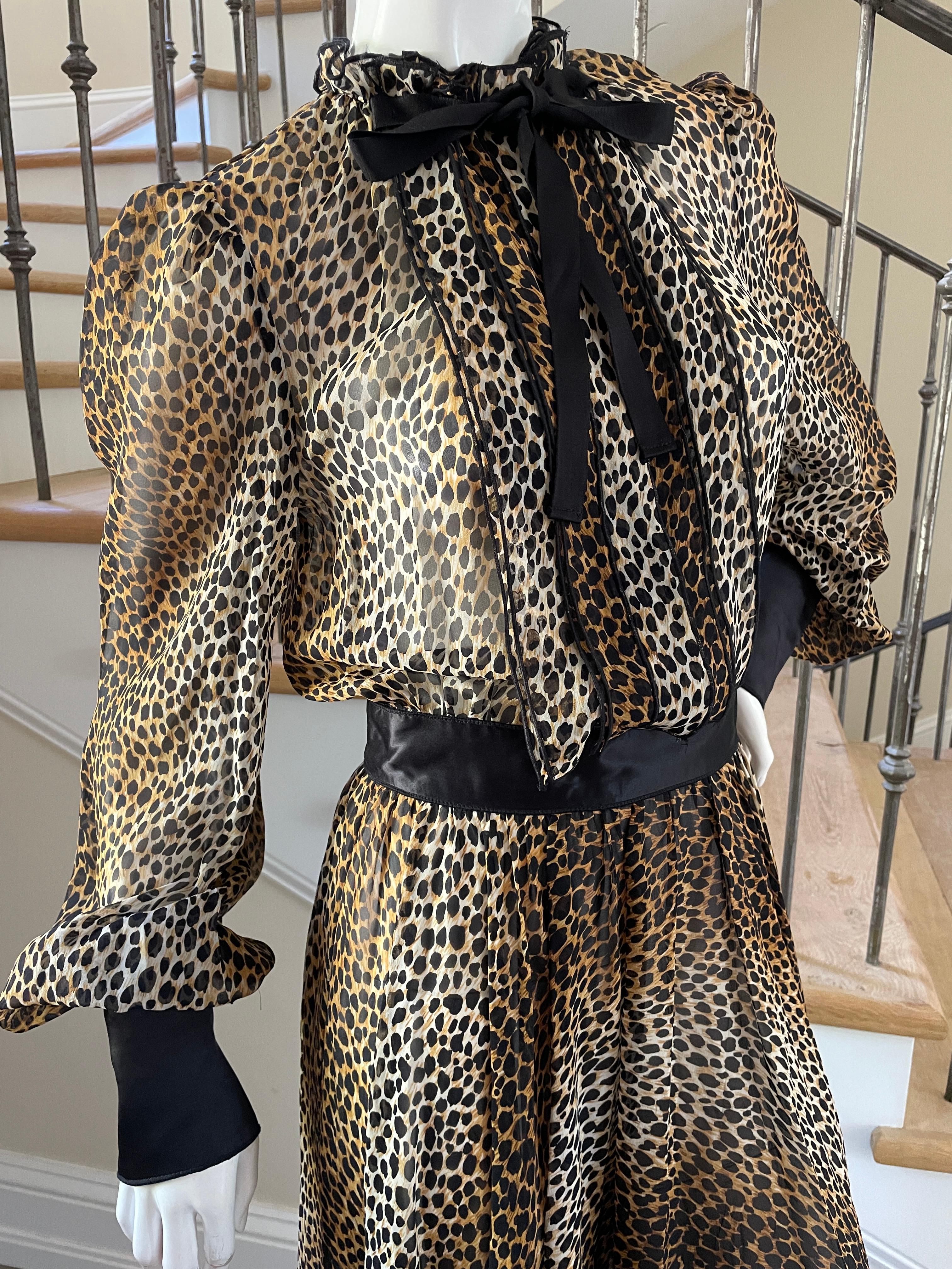 Dolce & Gabbana for D&G Sheer Silk Leopard Print Vintage Cocktail Dress  For Sale 2
