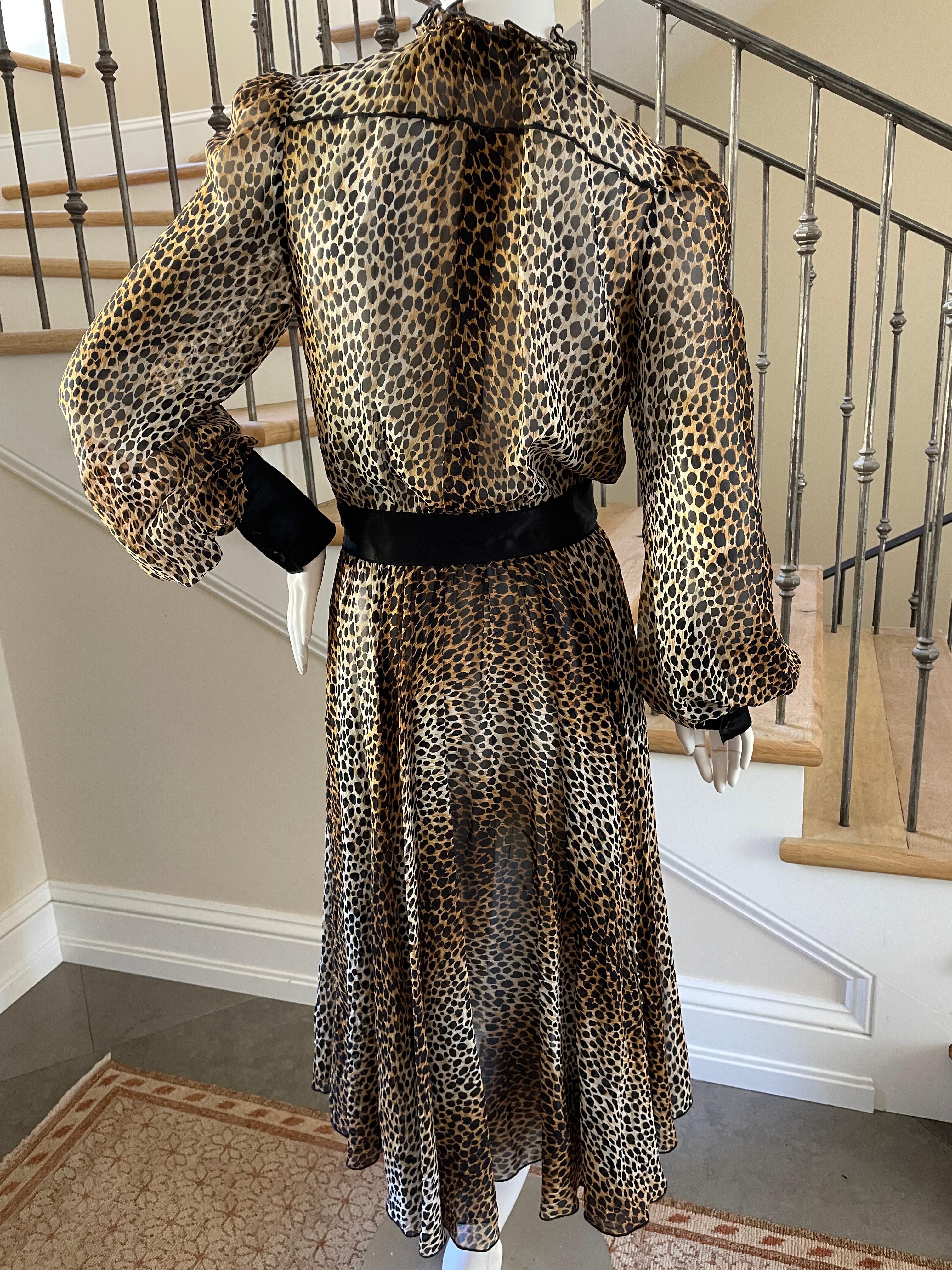 Dolce & Gabbana for D&G Sheer Silk Leopard Print Vintage Cocktail Dress  For Sale 3