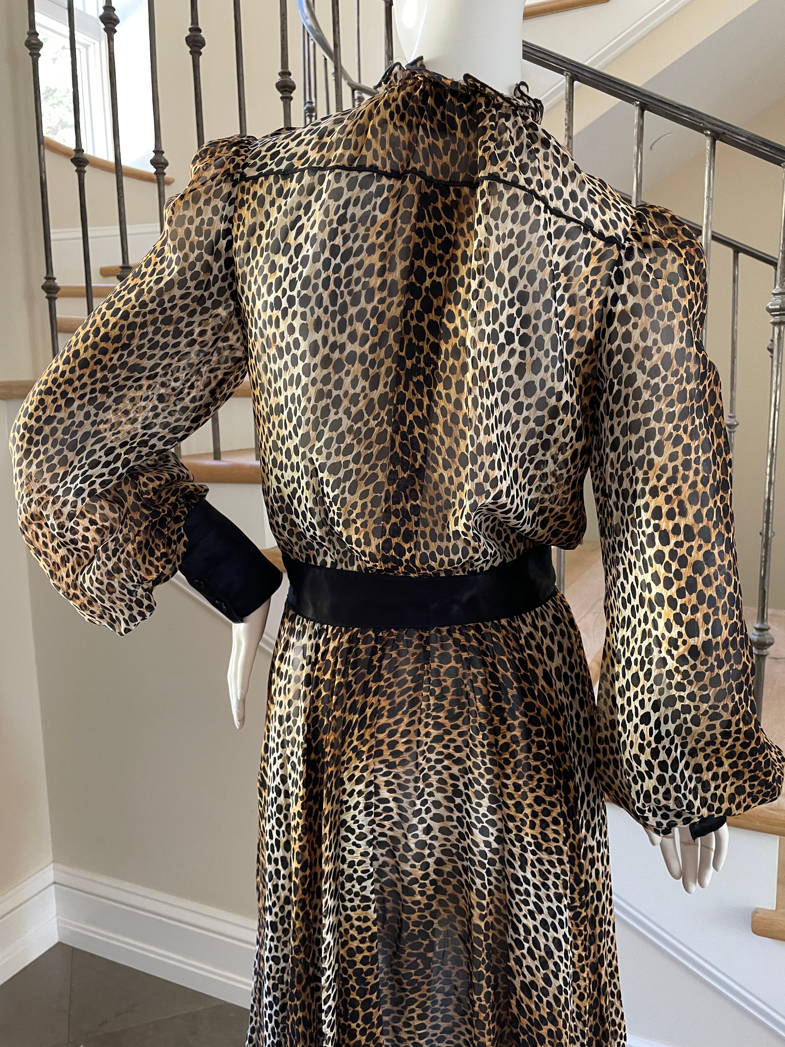 Dolce & Gabbana for D&G Sheer Silk Leopard Print Vintage Cocktail Dress  For Sale 4