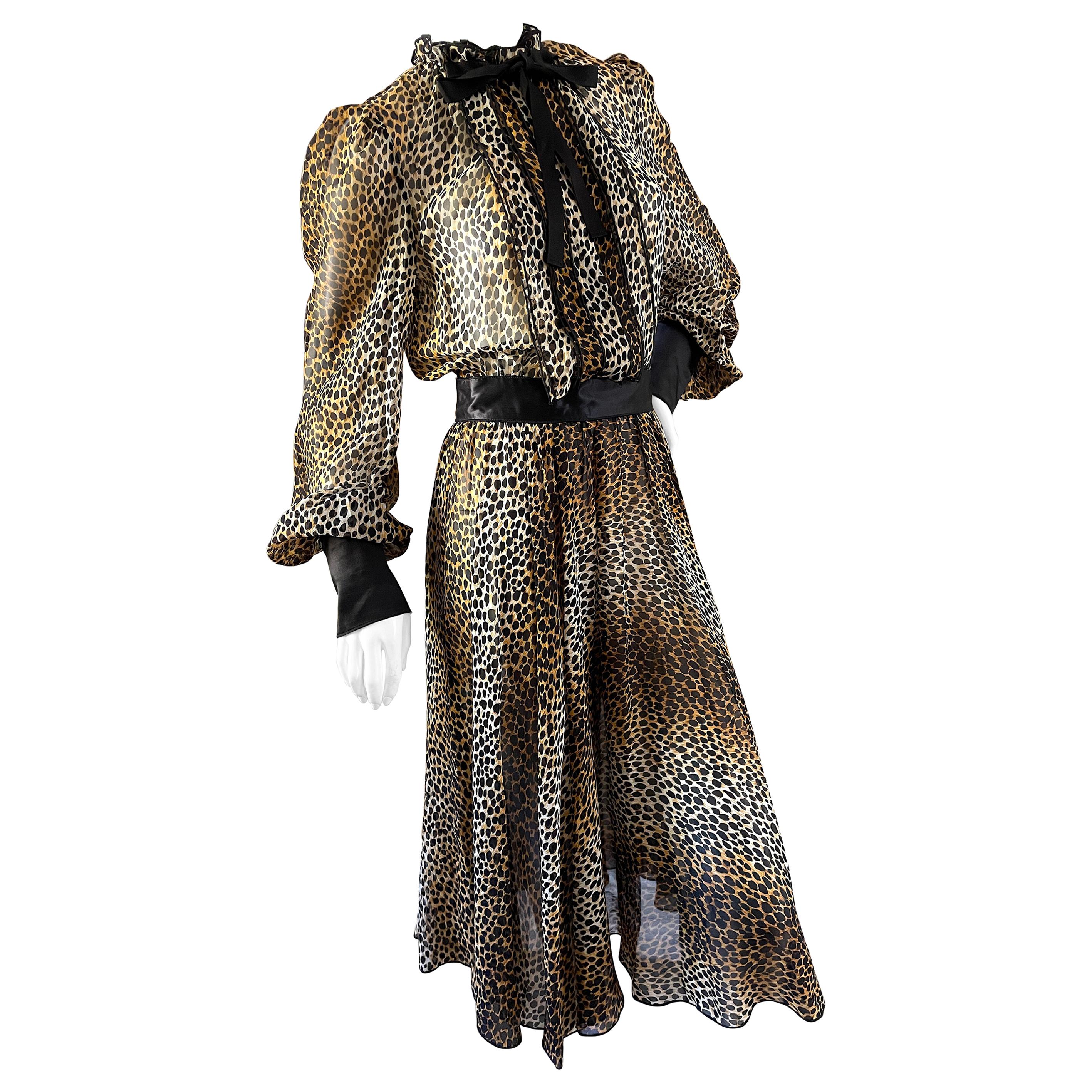 Dolce & Gabbana for D&G Sheer Silk Leopard Print Vintage Cocktail Dress  For Sale