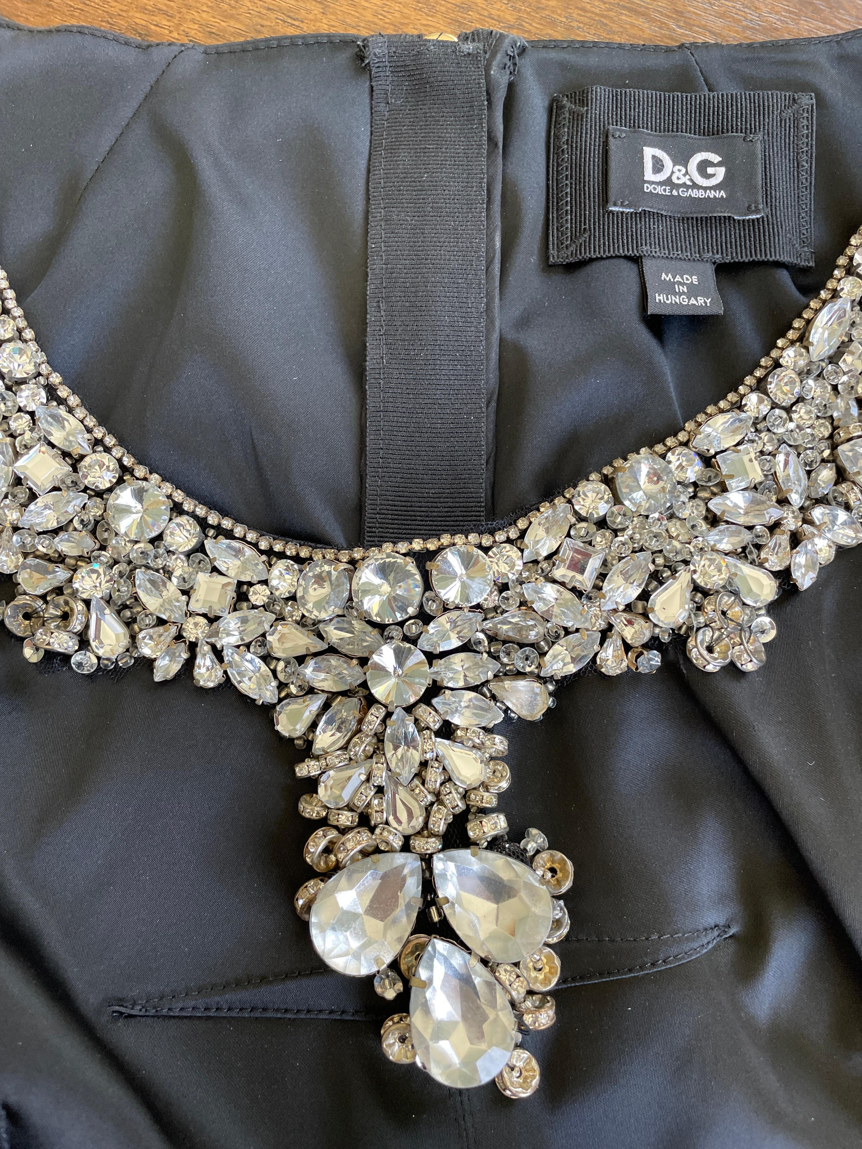 Dolce & Gabbana for D&G Vintage Black Cocktail Dress w Gobsmacking Jewel Collar
Size 36
 Bust 32