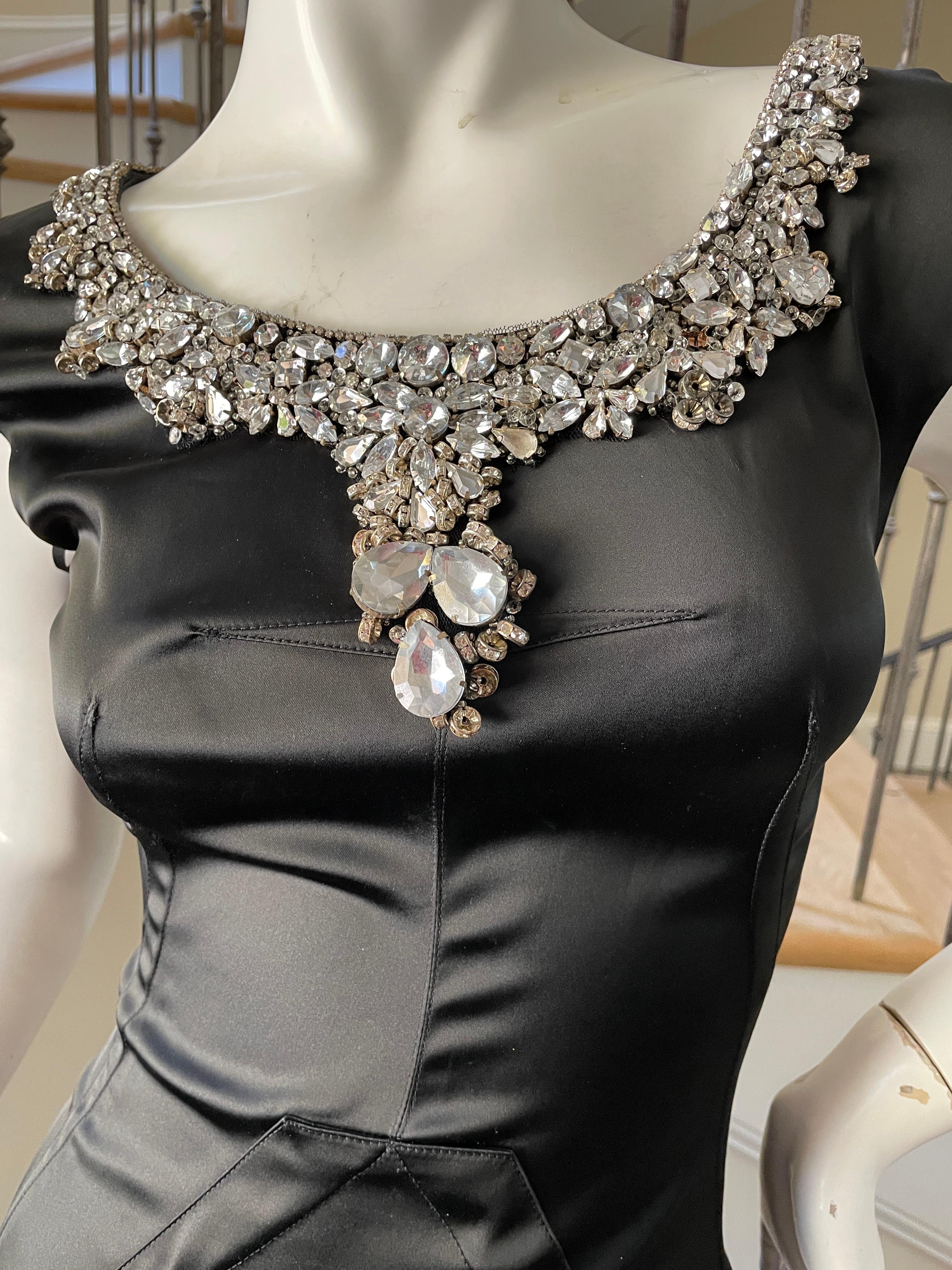 Dolce & Gabbana for D&G Vintage Black Cocktail Dress w Gobsmacking Jewel Collar In Excellent Condition For Sale In Cloverdale, CA