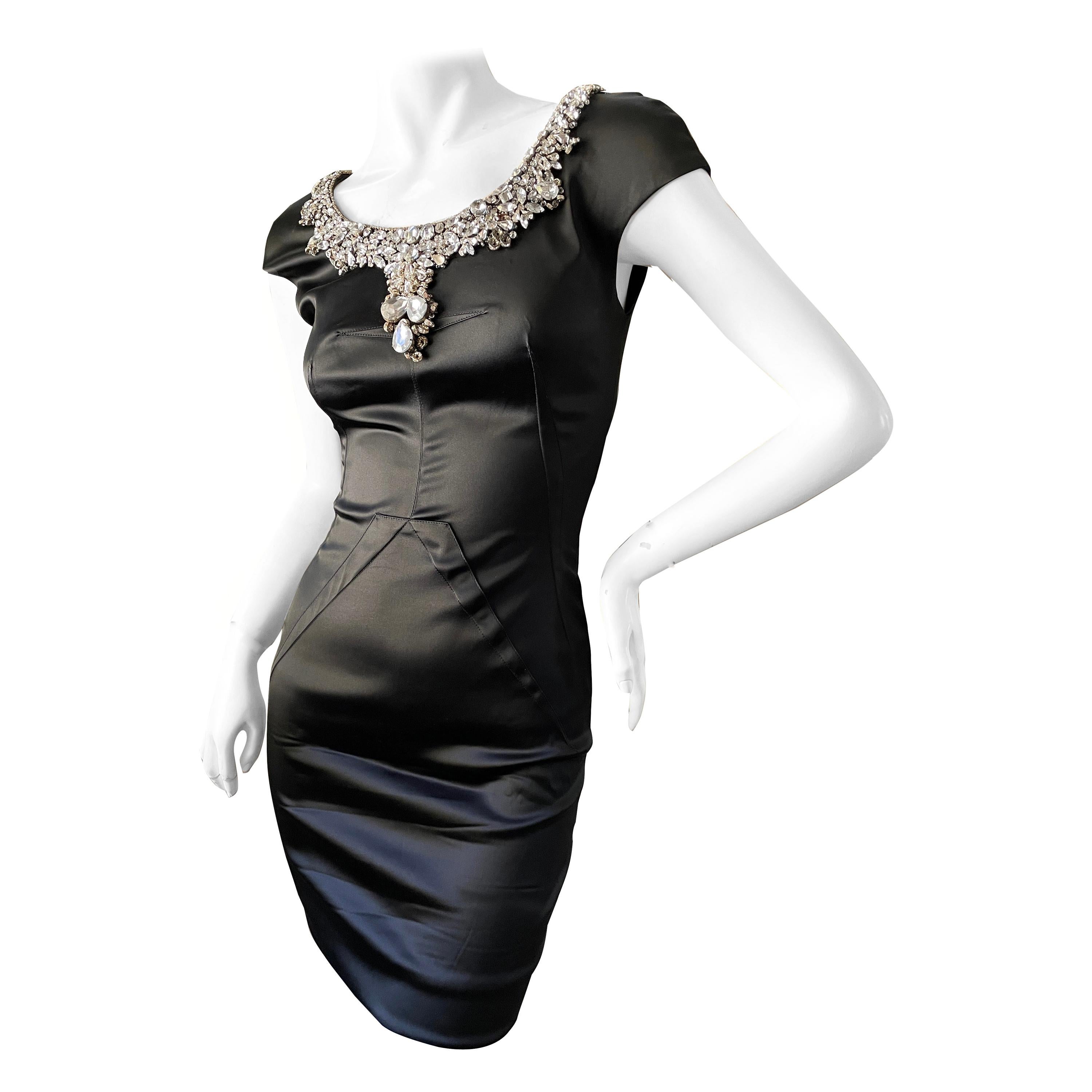 Dolce & Gabbana for D&G Vintage Black Cocktail Dress w Gobsmacking Jewel Collar For Sale
