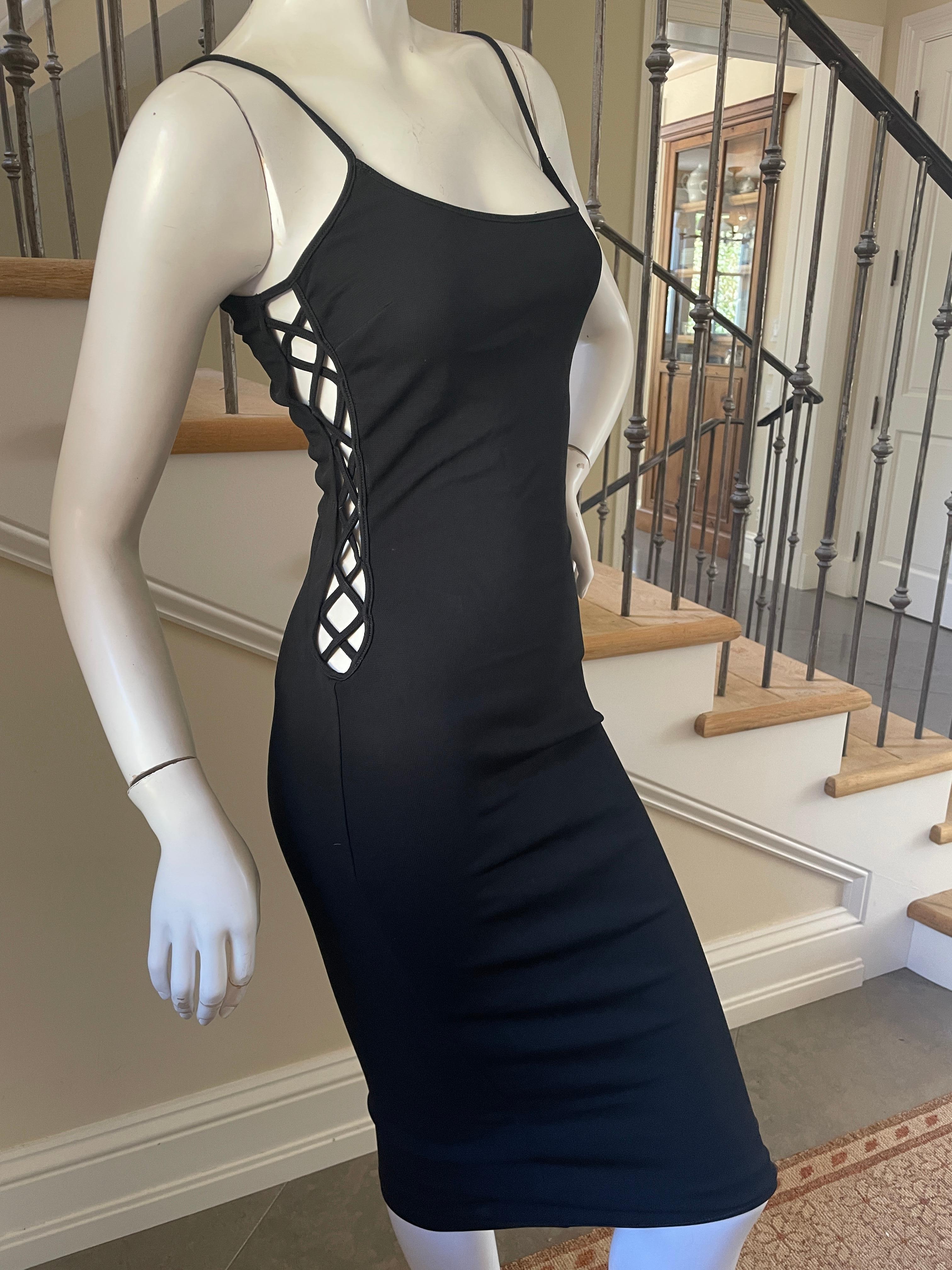 Dolce & Gabbana for D&G Vintage Black Cocktail Dress with Cut Out Laced Sides In Good Condition For Sale In Cloverdale, CA