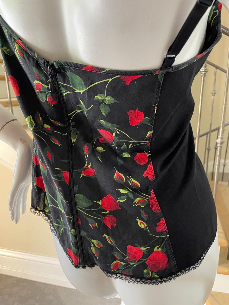 Dolce and Gabbana for D&G Vintage Cherry Print Corset Tank Top with