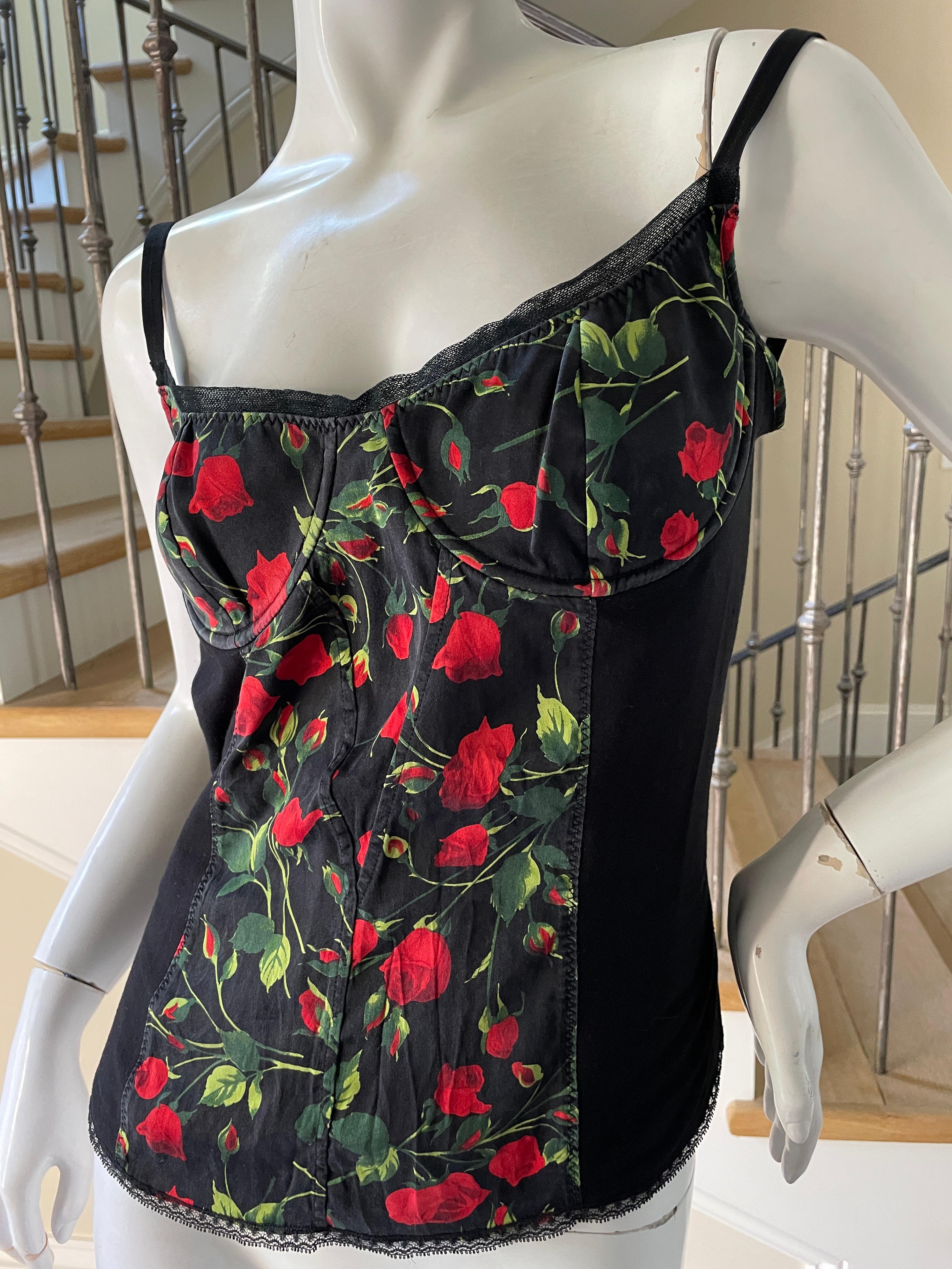 Dolce & Gabbana for D&G Vintage Cherry Print Corset Tank Top with Underwire Bra In Excellent Condition In Cloverdale, CA