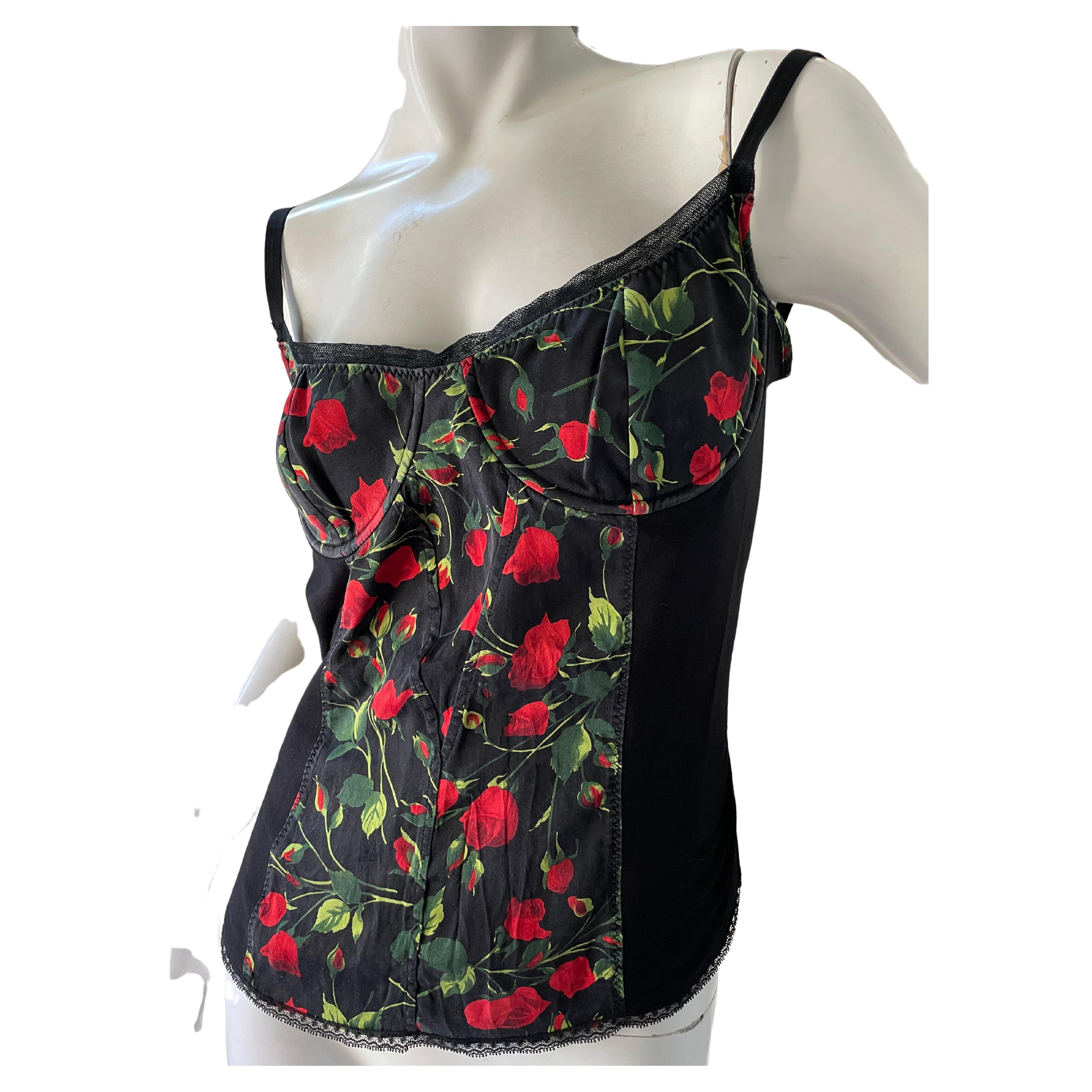 Dolce & Gabbana for D&G Vintage Cherry Print Corset Tank Top with Underwire Bra