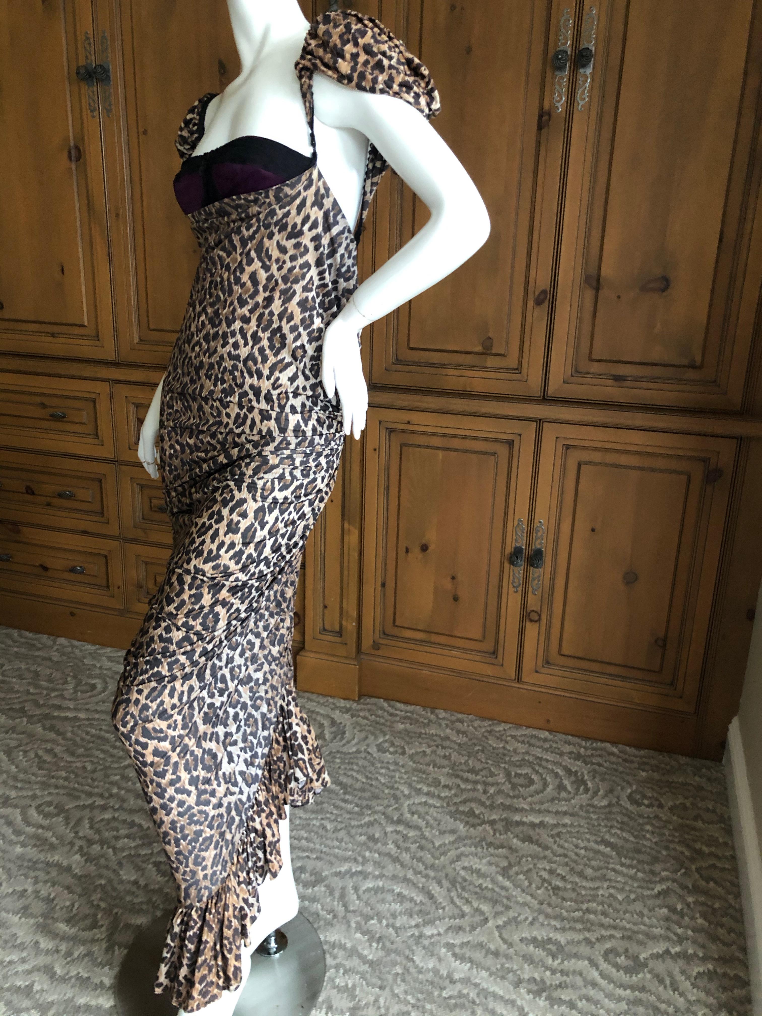 Dolce & Gabbana for D&G Vintage Leopard Print Cocktail Dress with Attached Bra For Sale 3