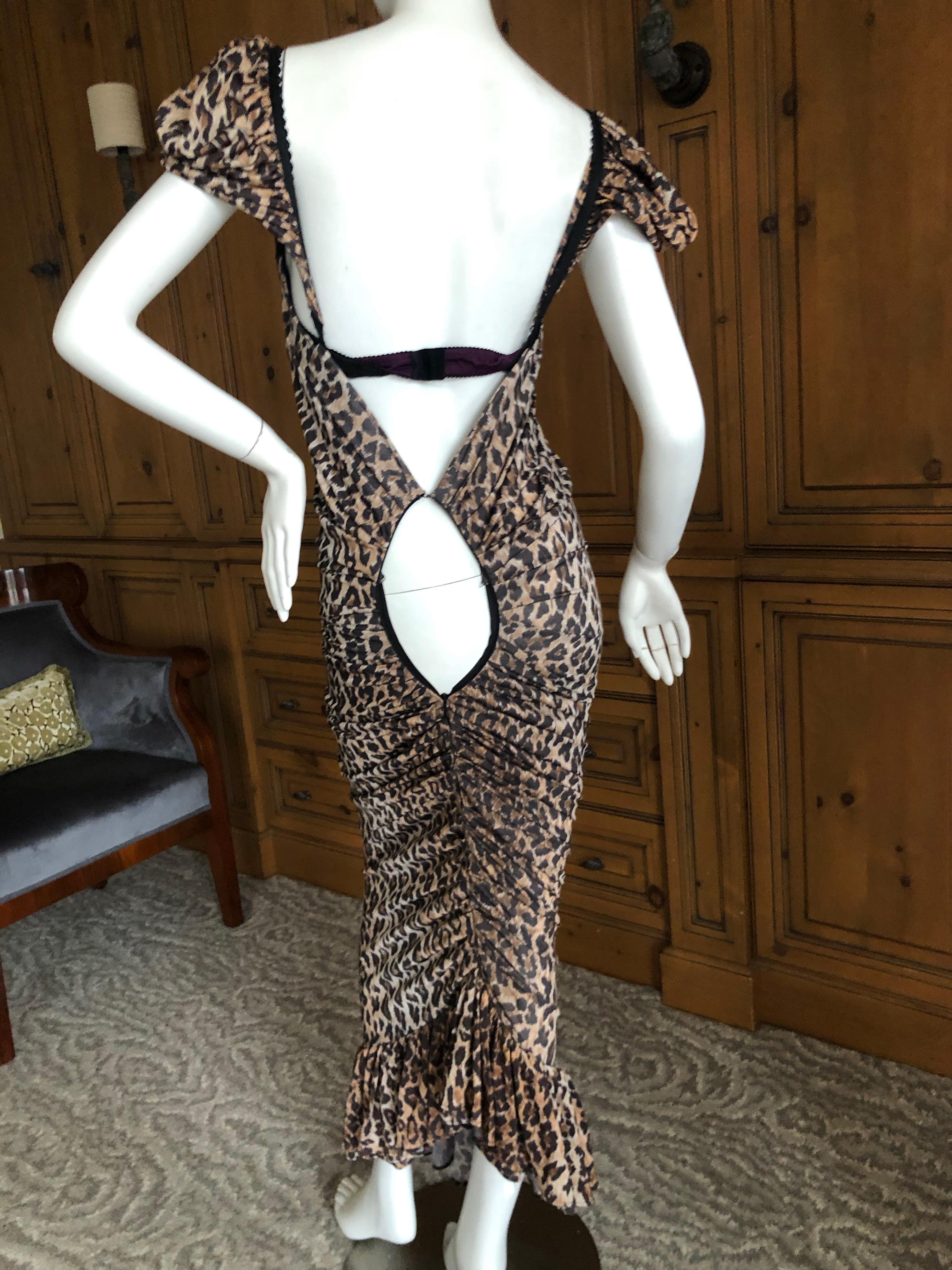 Dolce & Gabbana for D&G Vintage Leopard Print Cocktail Dress with Attached Bra For Sale 4