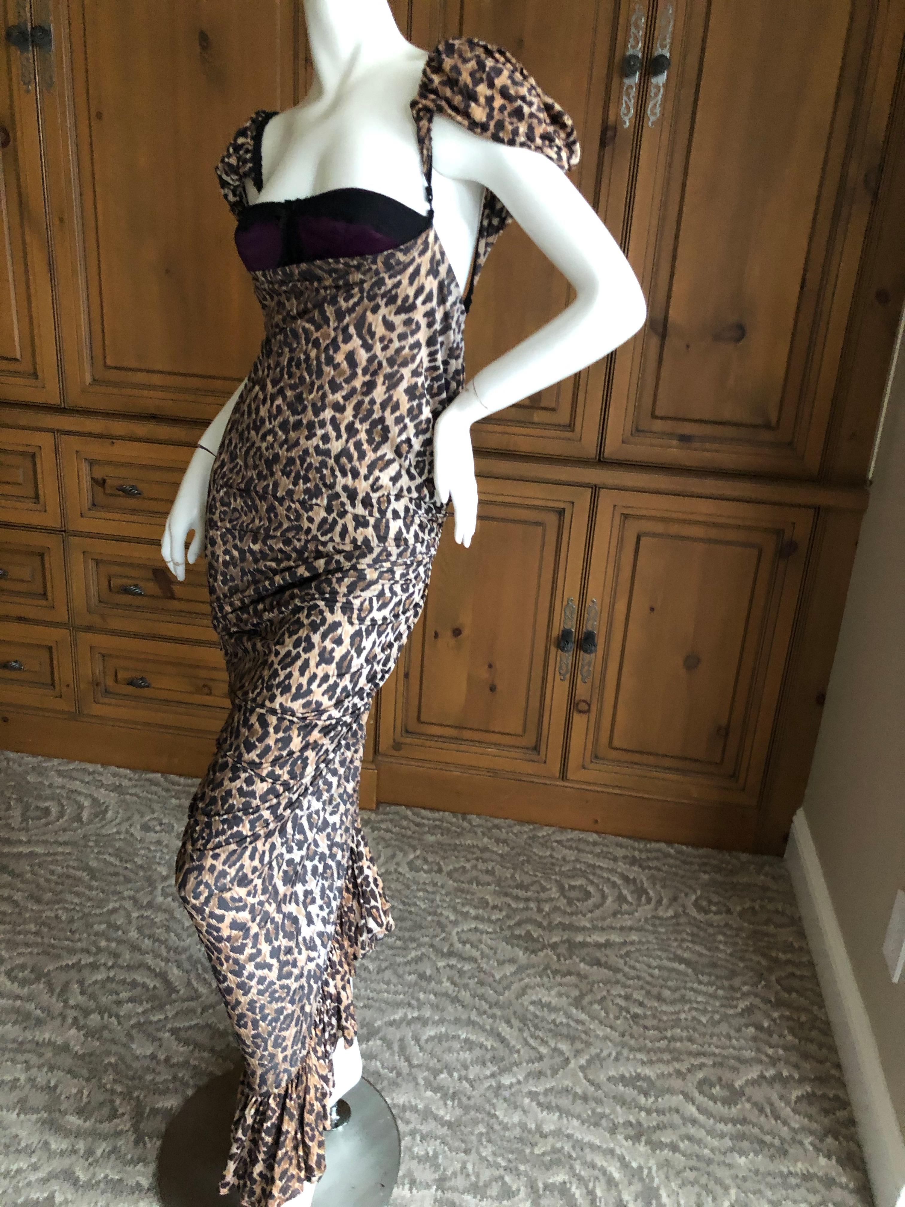Dolce & Gabbana for D&G Vintage Leopard Print Cocktail Dress with Attached Bra For Sale 2