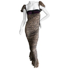 Dolce & Gabbana for D&G Vintage Leopard Print Cocktail Dress with Attached Bra