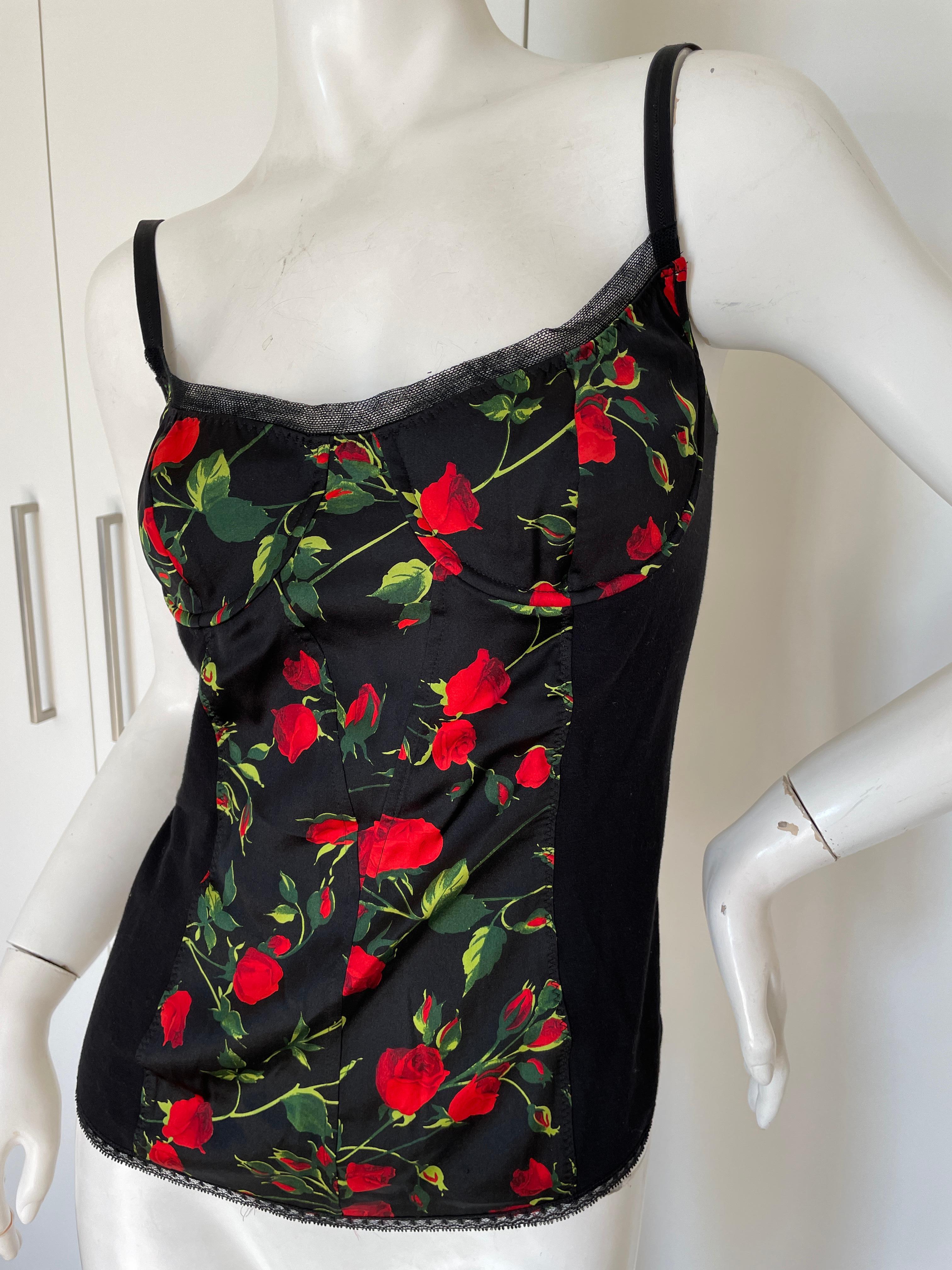 Dolce & Gabbana für D&G Sexy Rose Print Seidenmischung Korsett Top mit Bügel-BH
Größe 42
 Büste 32