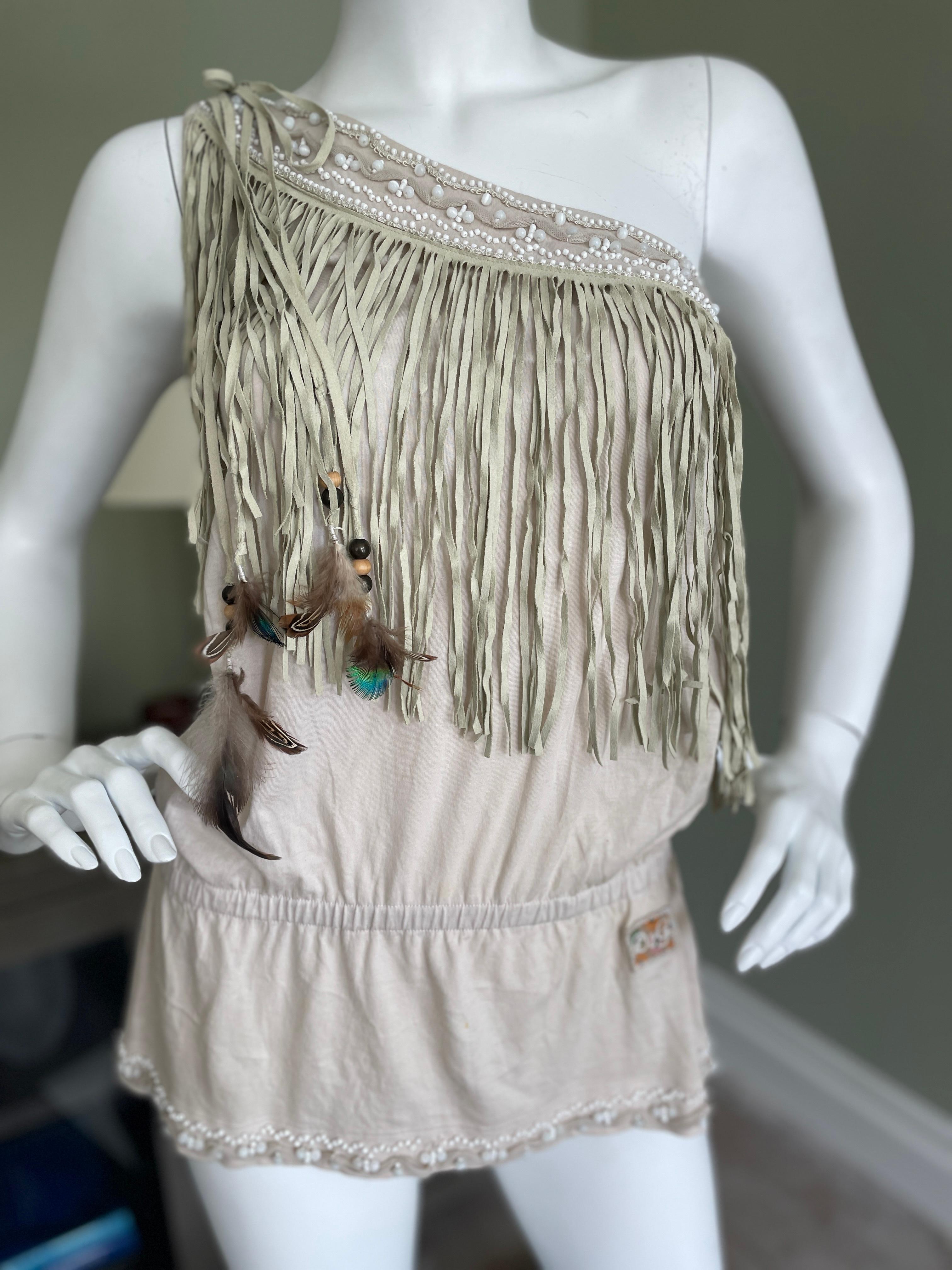 Dolce & Gabbana für D&G Vintage Ein-Schulter-Top mit Wildlederfransen im Angebot 1