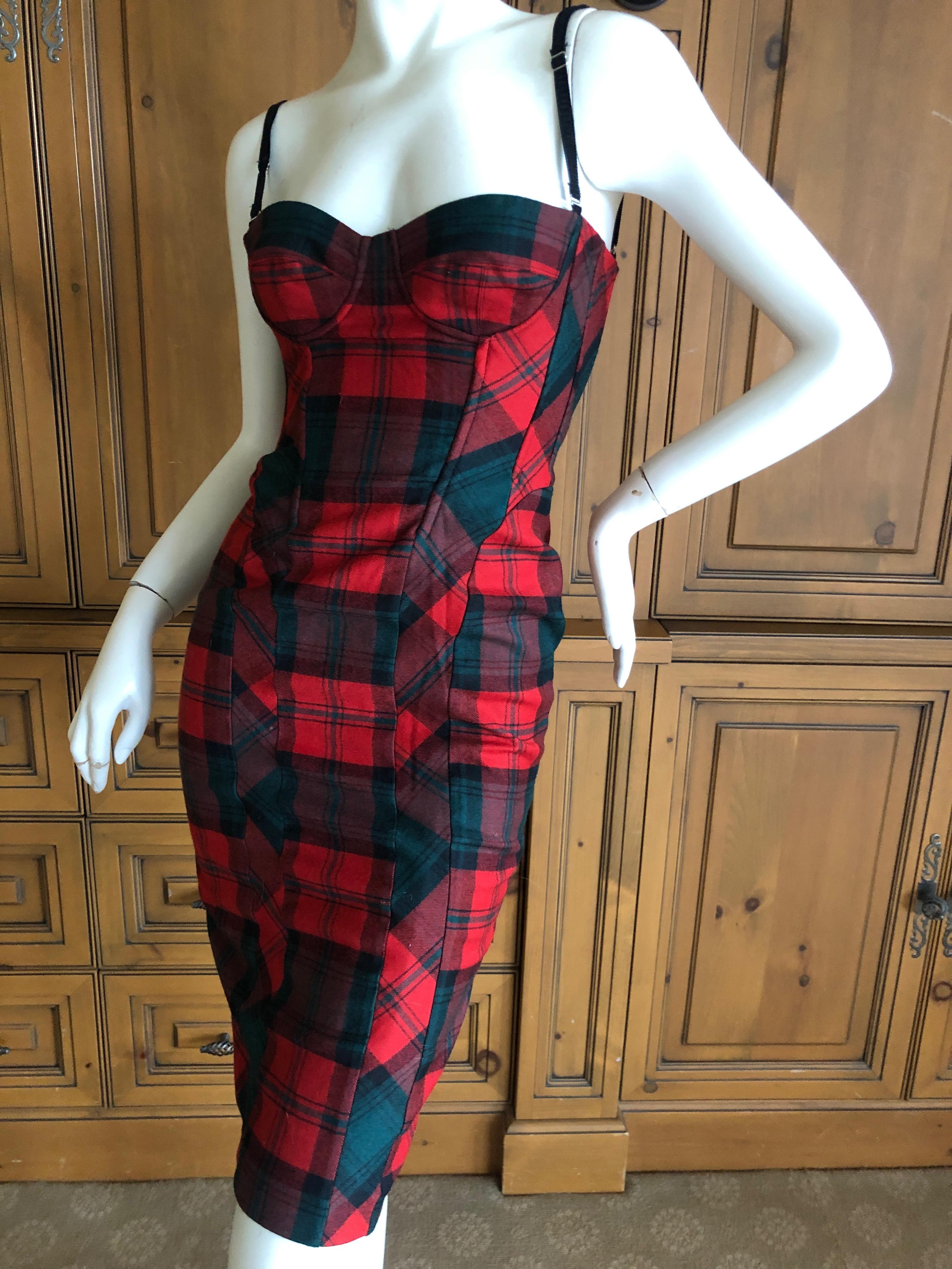 Dolce and Gabbana for D&G Vintage Plaid Cocktail Mini Dress Inner