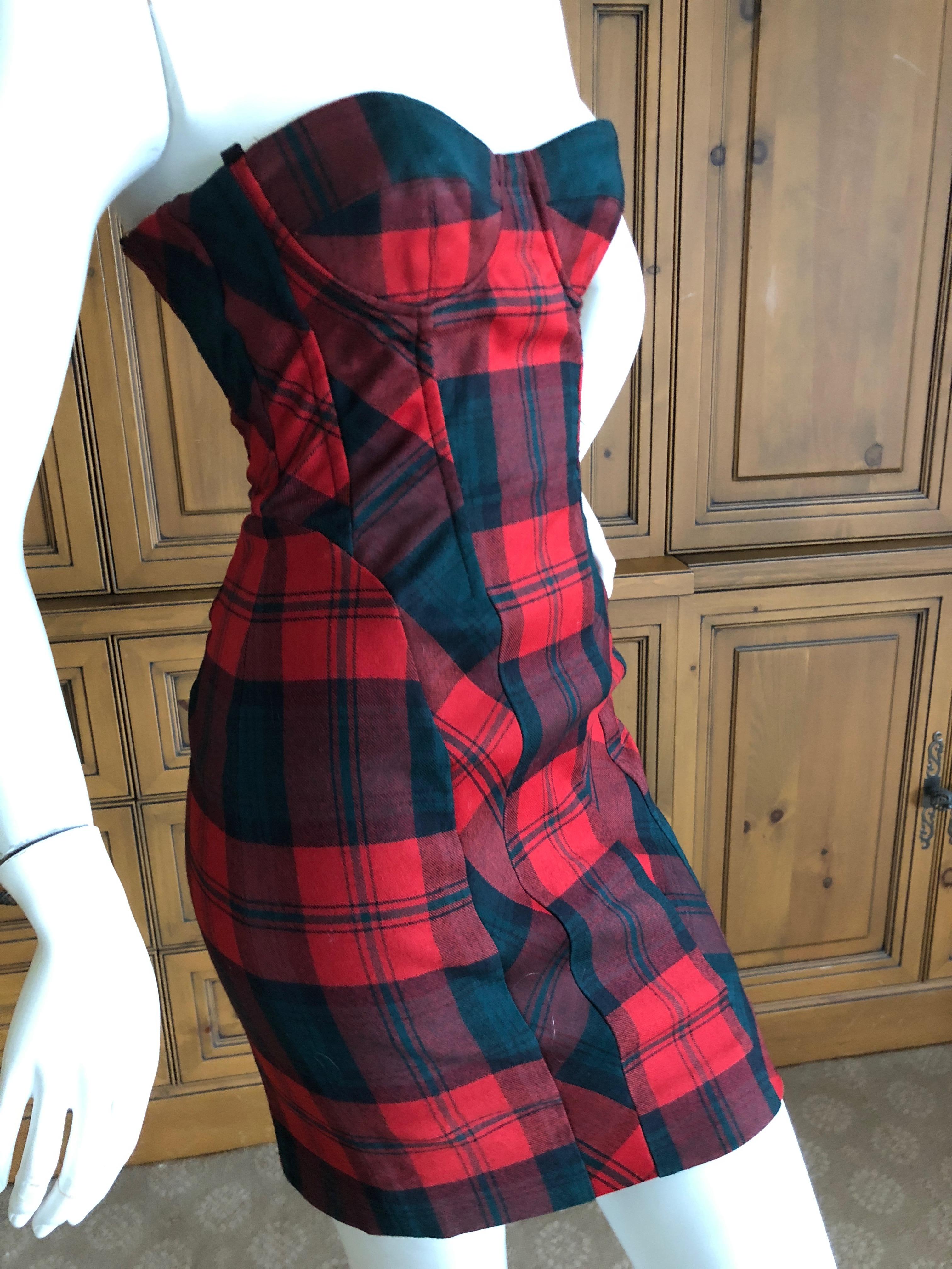 Dolce and Gabbana for D&G Vintage Plaid Cocktail Mini Dress Inner