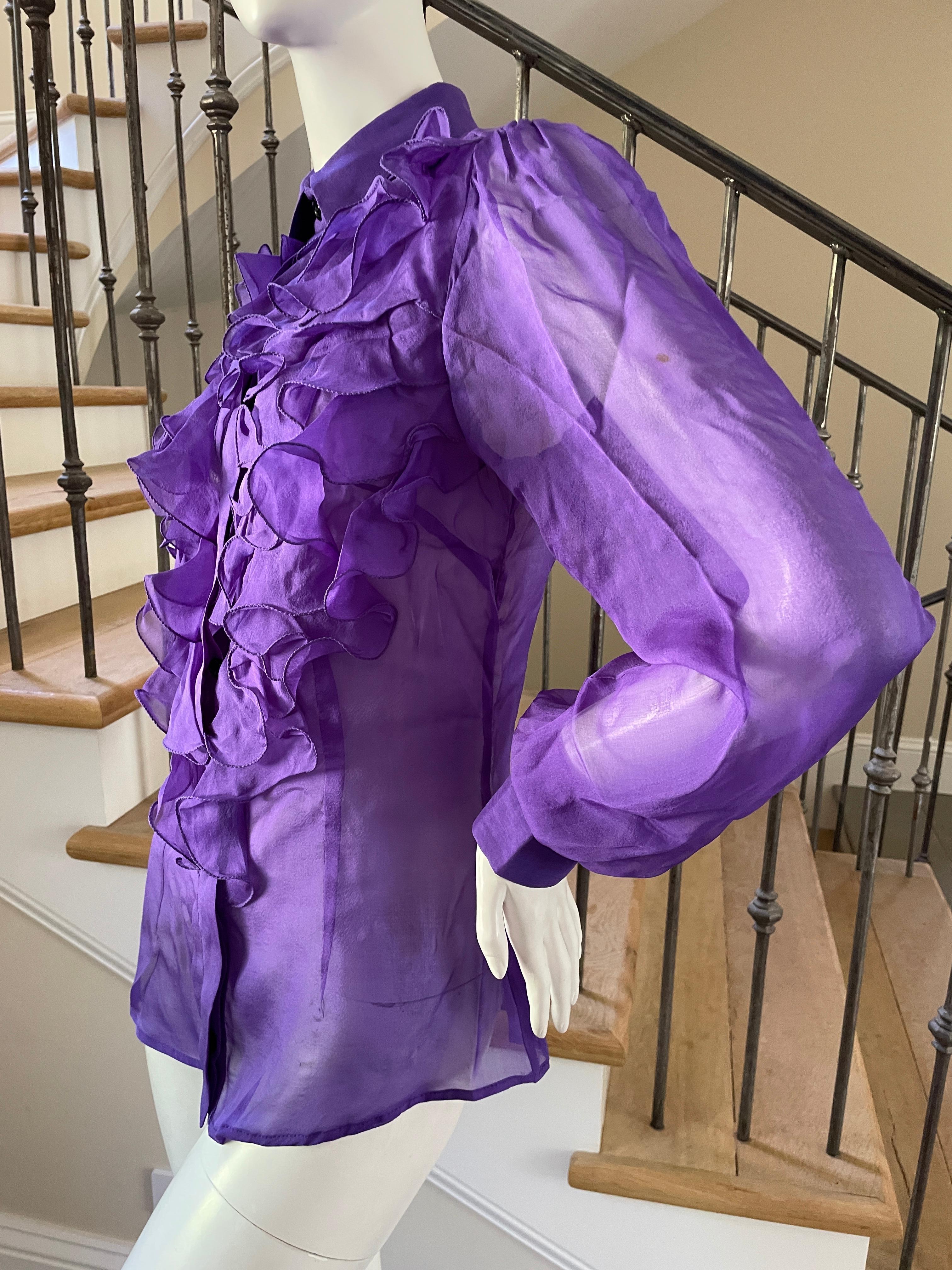 Dolce & Gabbana for D&G Vintage Purple Ruffled Silk Blouse For Sale 3