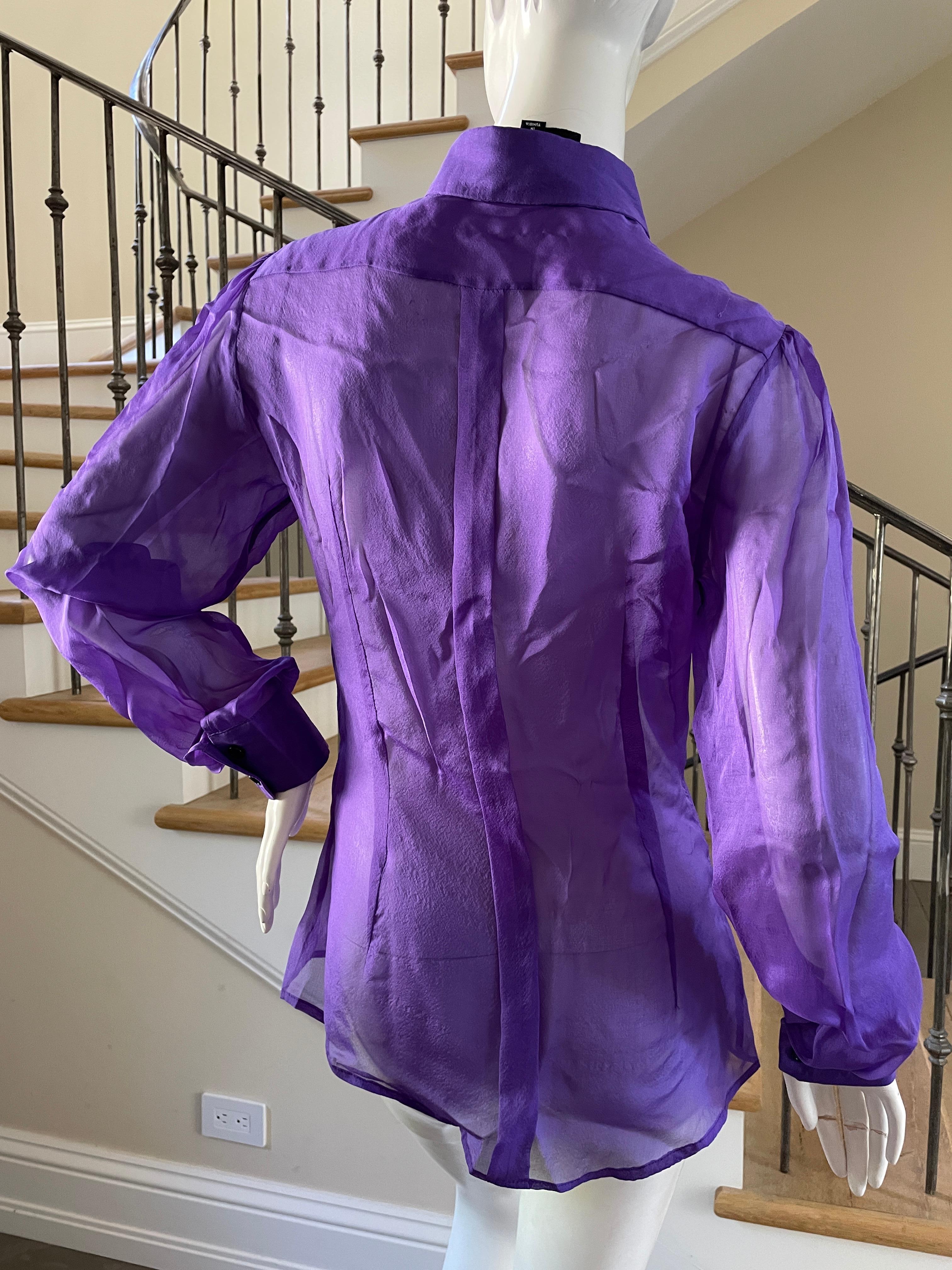 Dolce & Gabbana for D&G Vintage Purple Ruffled Silk Blouse For Sale 4