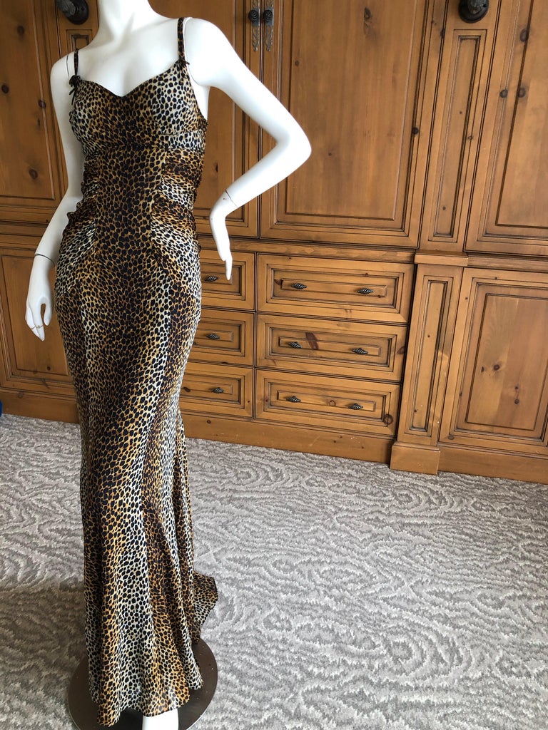 Dolce and Gabbana for D&G Vintage Silk Leopard Print Evening Gown For