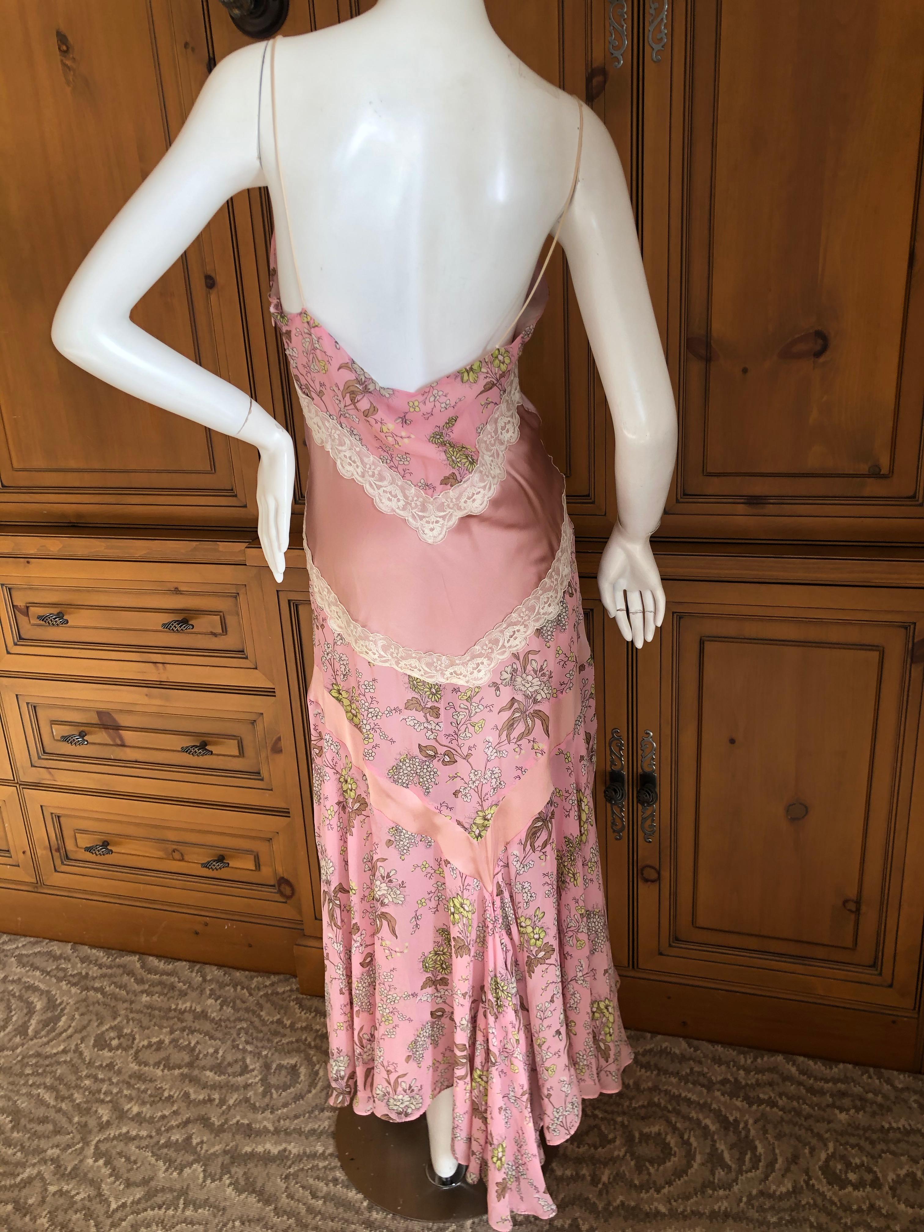 Women's Dolce & Gabbana for D&G Vintage Silk Pink Lace Trim Dress For Sale