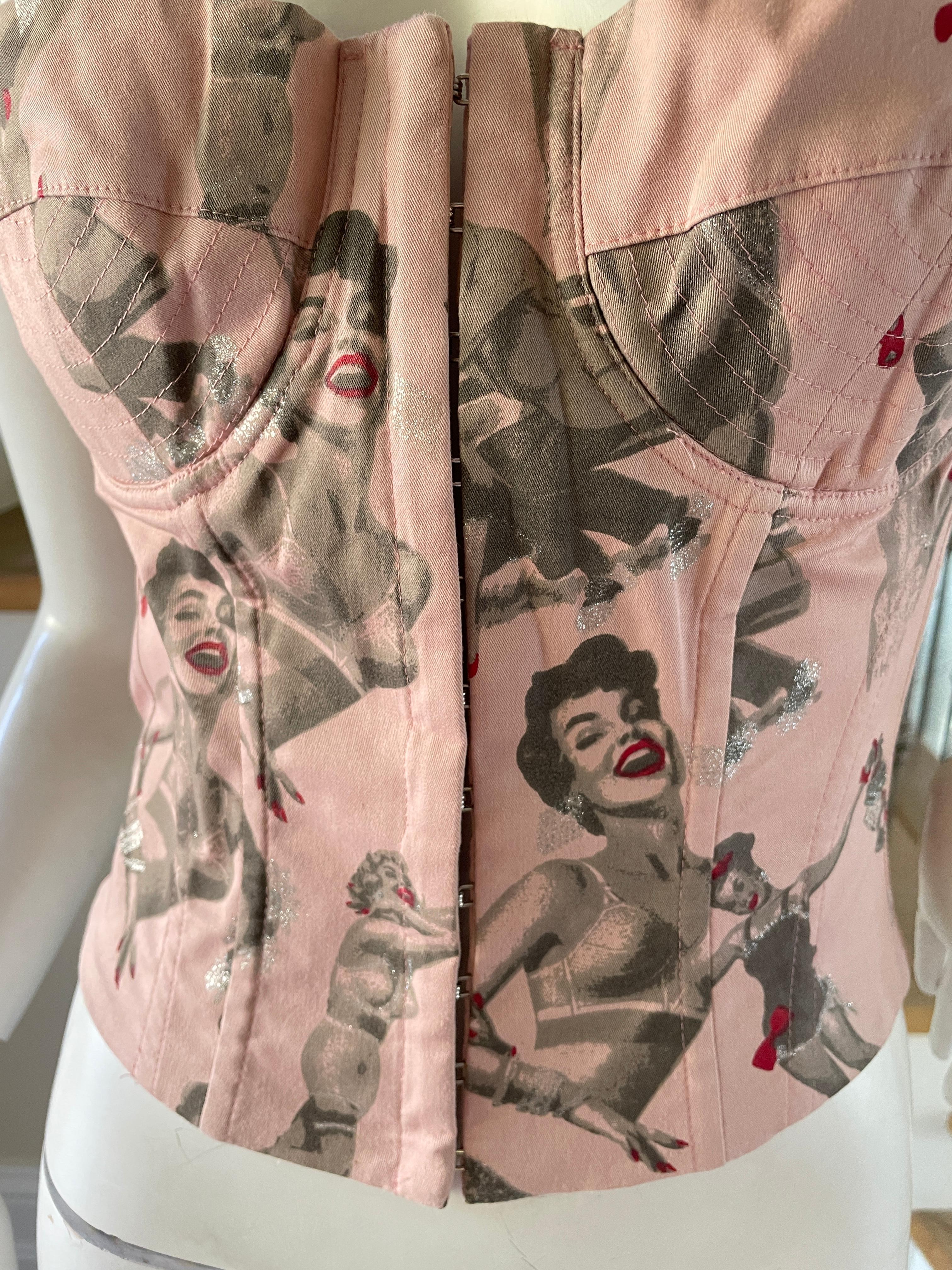 Dolce & Gabbana for D&G Whimsical Vintage Corset with 1950's Bra Advertisment's In Excellent Condition In Cloverdale, CA