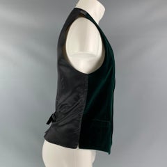 DOLCE & GABBANA Forest Green Velvet Buttoned Size 38 Cotton Vest