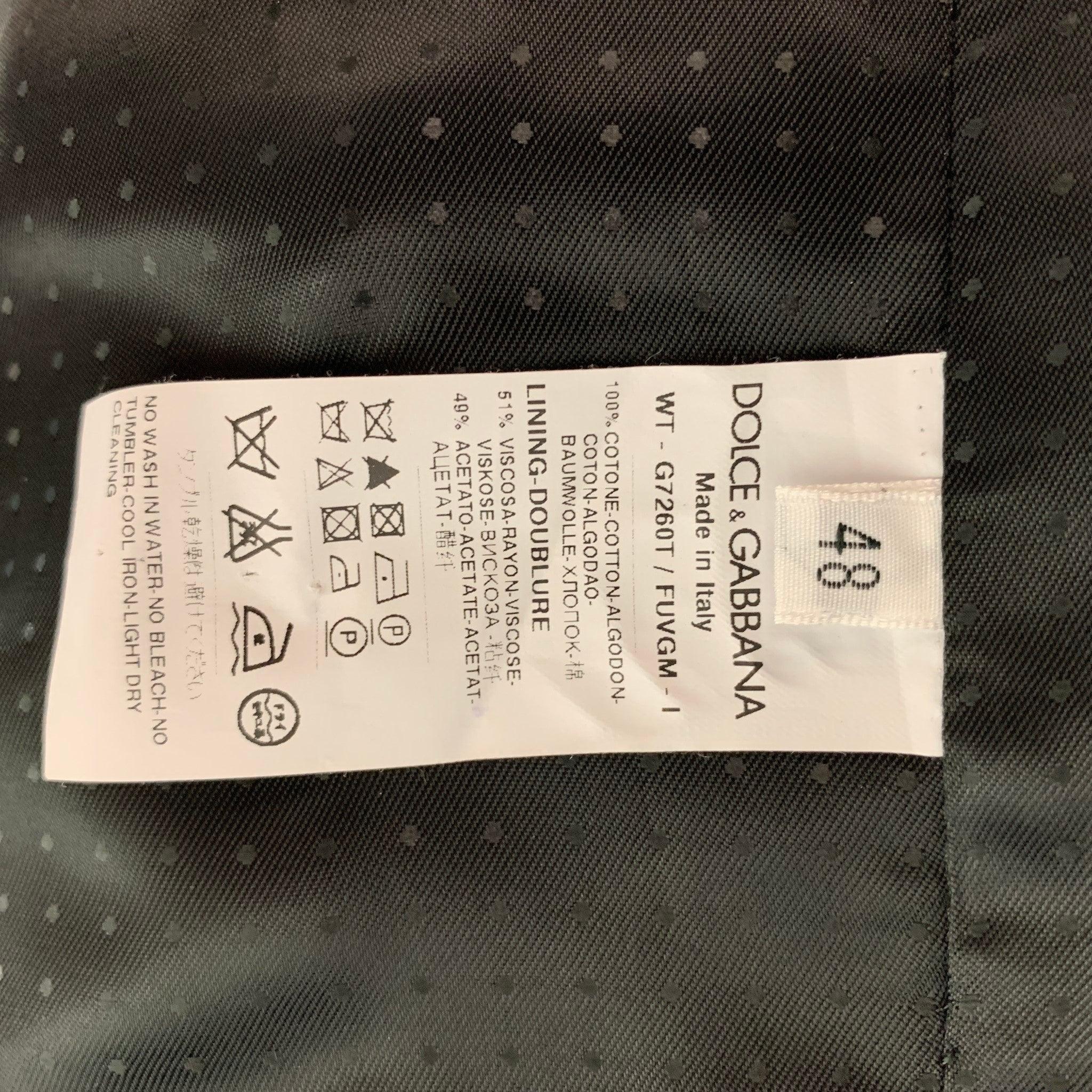 DOLCE & GABBANA Forest Green Velvet Buttoned Size 38 Cotton Vest In Excellent Condition In San Francisco, CA